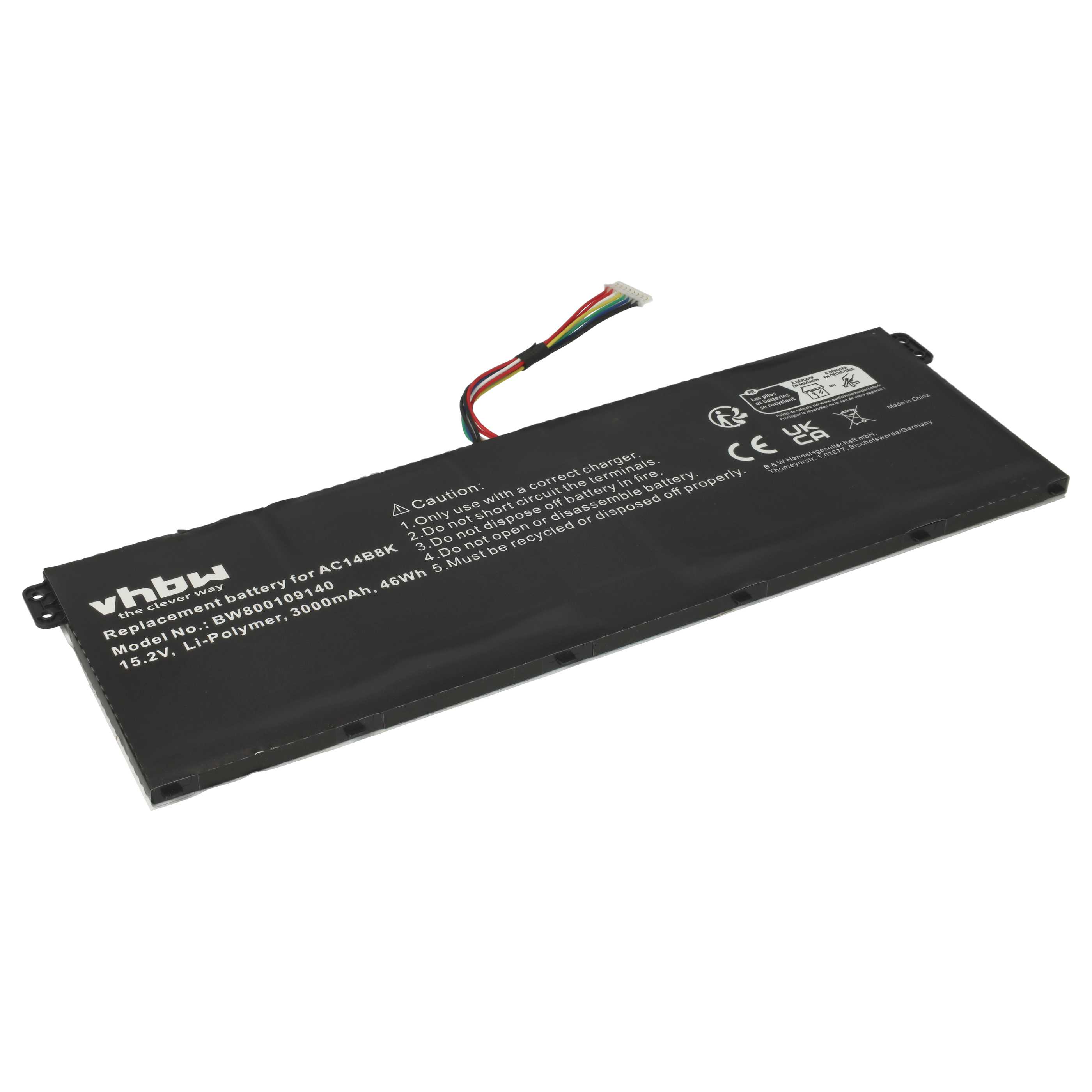 Batterie remplace Acer 3ICP5/57/80, 41CP6/60/80 pour ordinateur portable - 3000mAh 15,2V Li-polymère