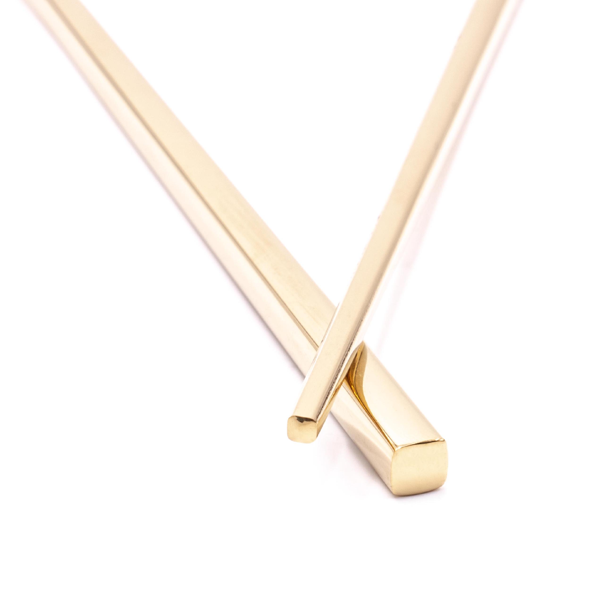 Chopstick Set (1 Pair) - Stainless Steel, gold, 23 cm long, Reusable