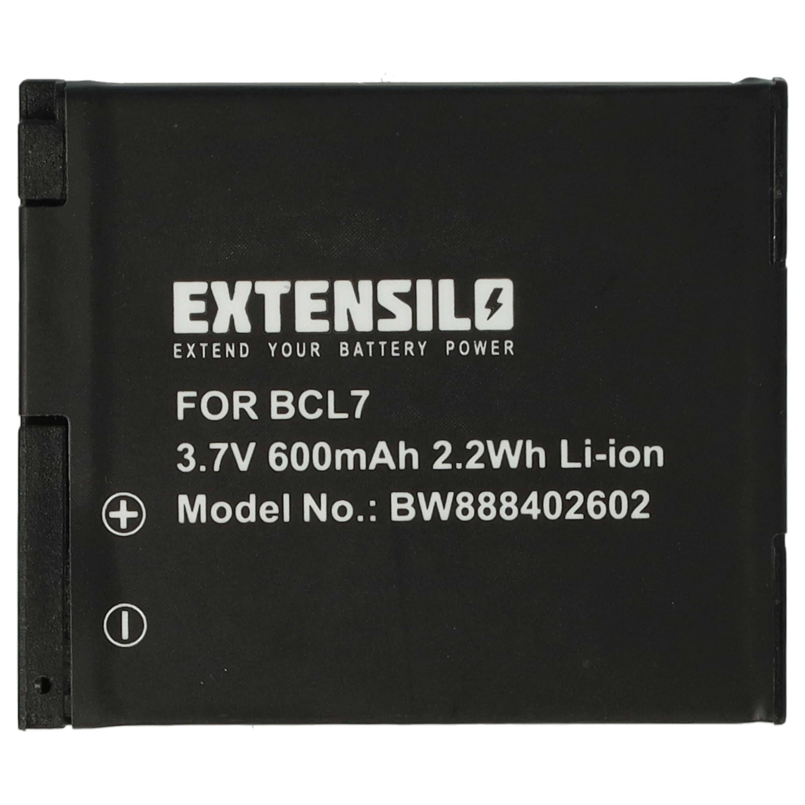 Battery replaces Panasonic DMW-BCL7, DMW-BCL7E - 600mAh, 3.7V, Li-Ion