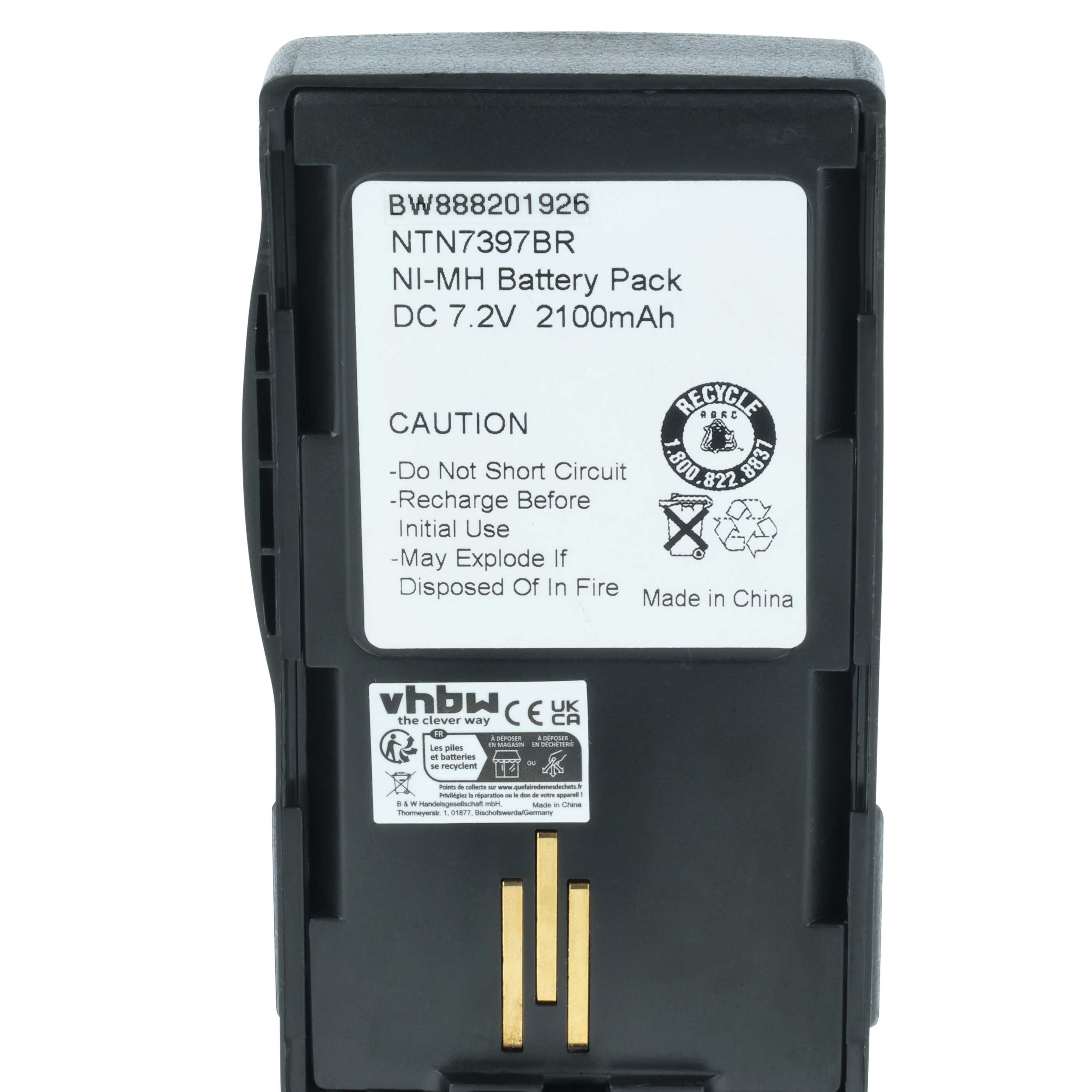 Radio 5x Battery replaces Motorola NTN7394, NTN7394AR, NTN7394A, NTN7394B, NTN7394AS - 2100 mAh 7.2 V NiMH