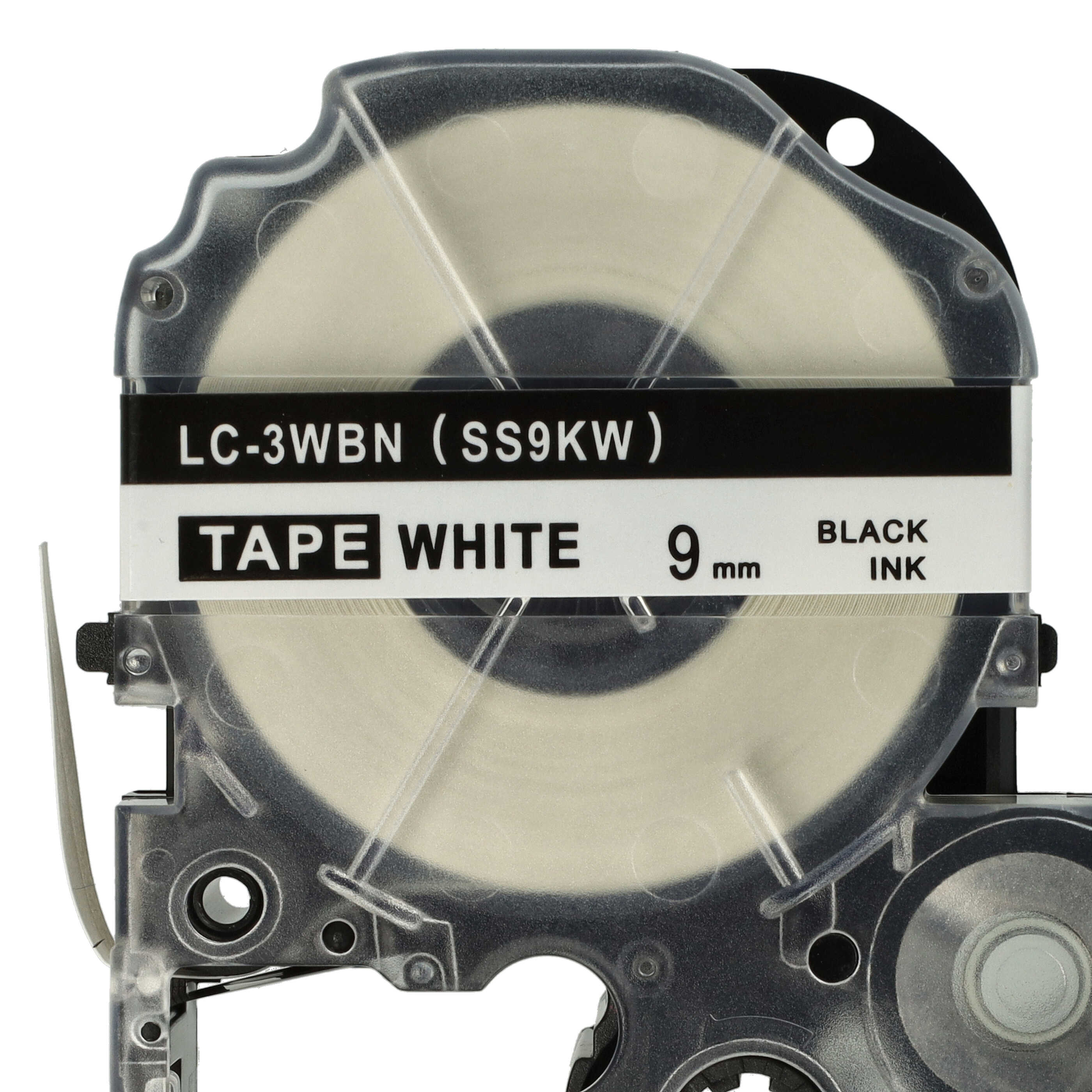 2x Schriftband als Ersatz für Epson SS9KW, LC-3WBN - 9mm Schwarz auf Weiß