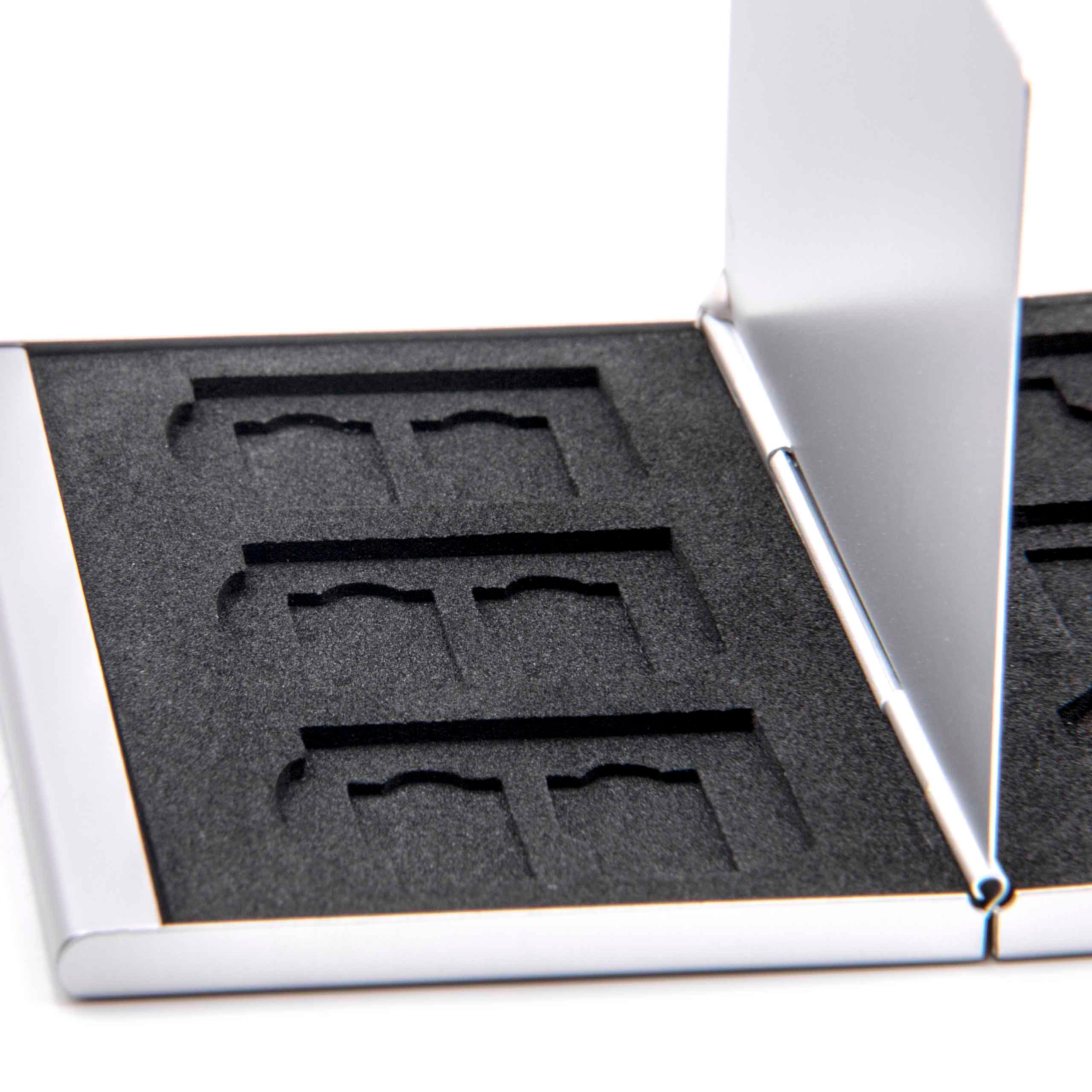 Etui passend für Speicherkarten 12x MicroSD - Case, Aluminium, silber