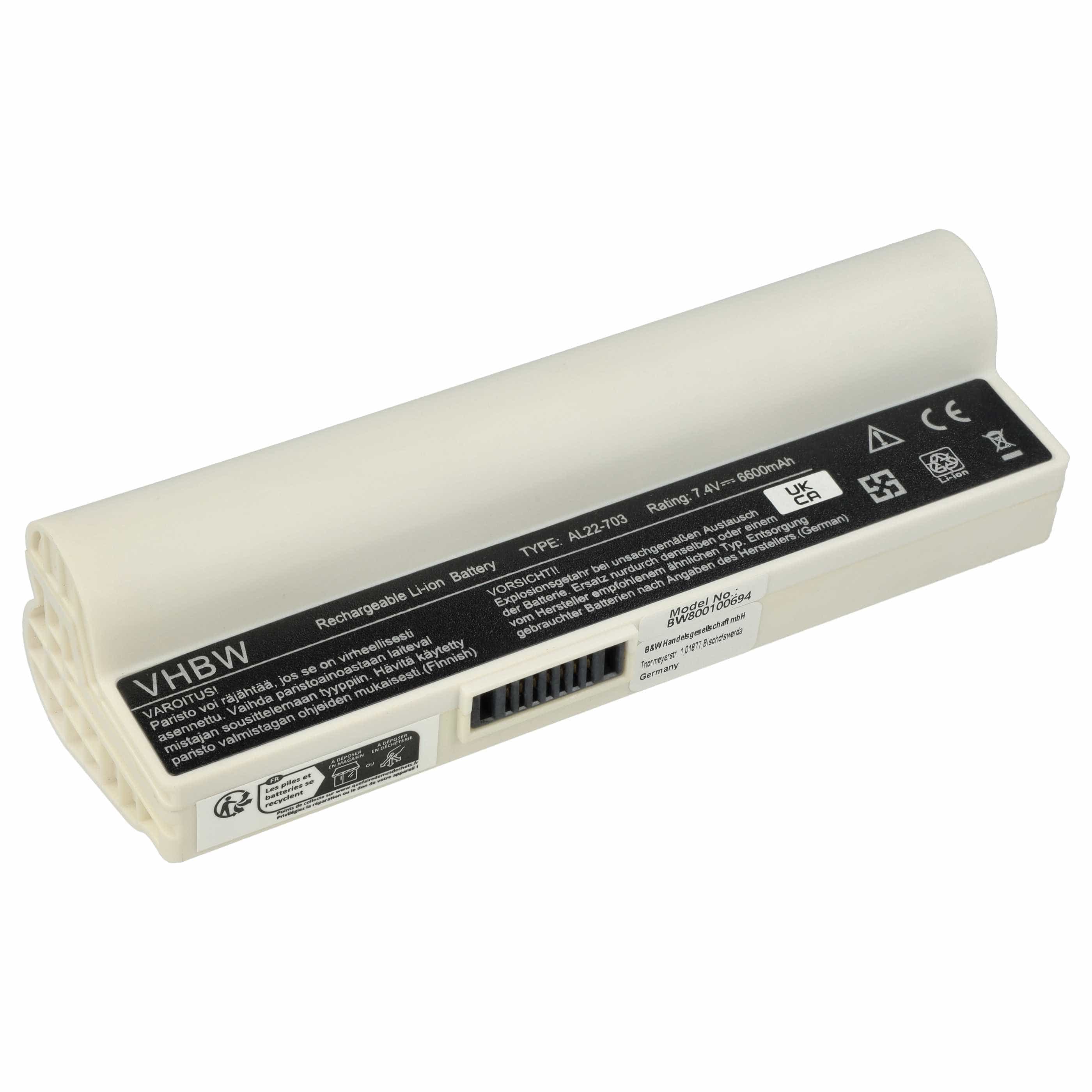 Akumulator do laptopa zamiennik Asus AL22-703 - 6600 mAh 7,4 V Li-Ion, biały