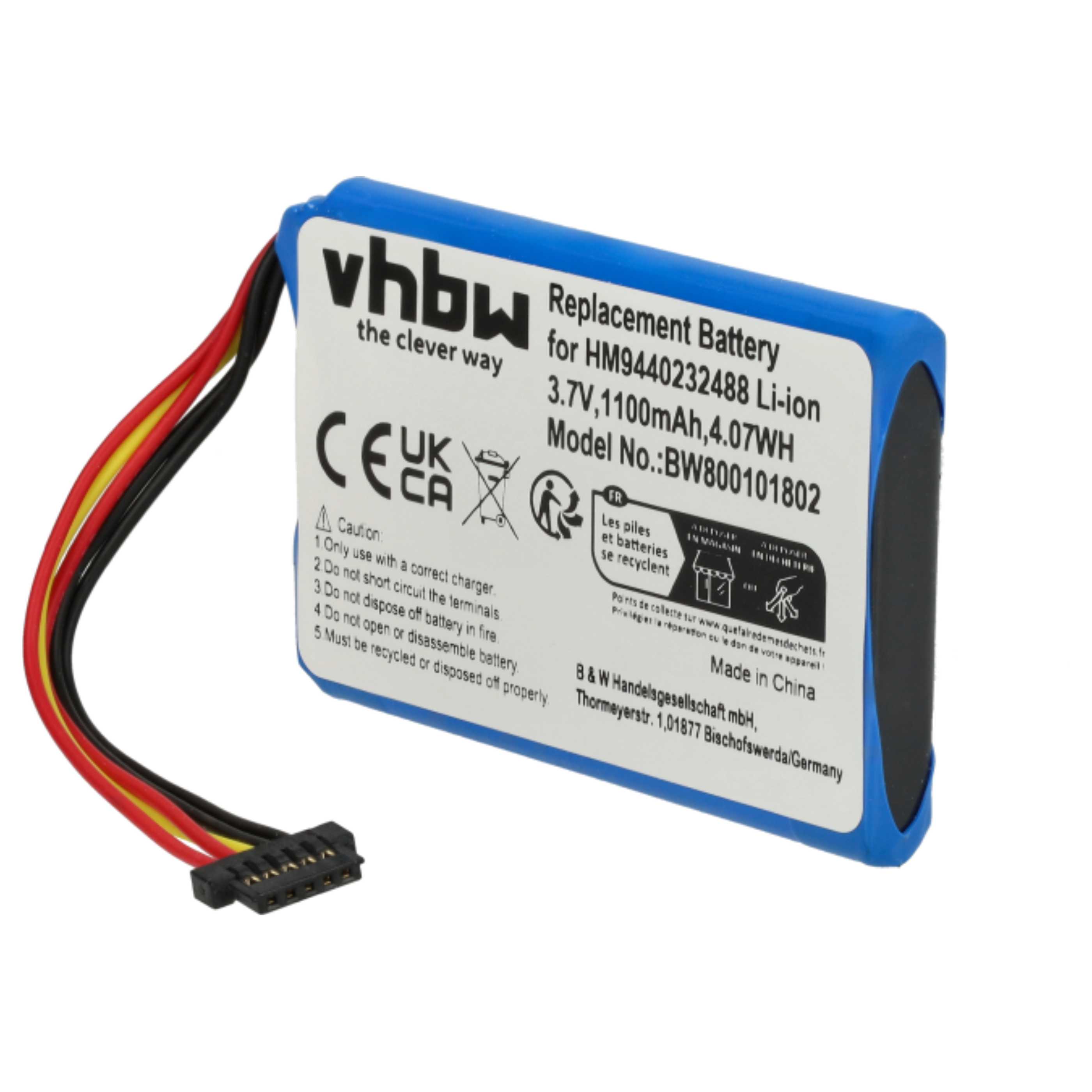 Akumulator do nawigacji GPS zamiennik TomTom HM9420236853, AHL03711008 - 1100 mAh 3,7 V Li-Ion