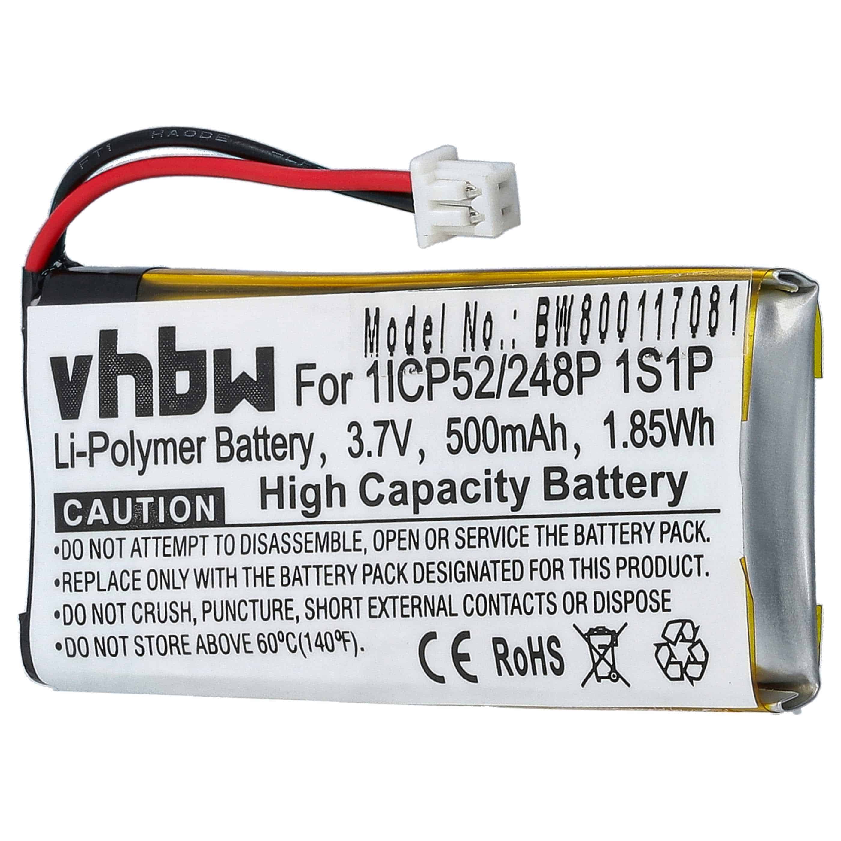 2x Akumulator do słuchawek bezprzewodowych zamiennik Sena 1ICP52/248P 1S1P - 500 mAh 3,7 V LiPo