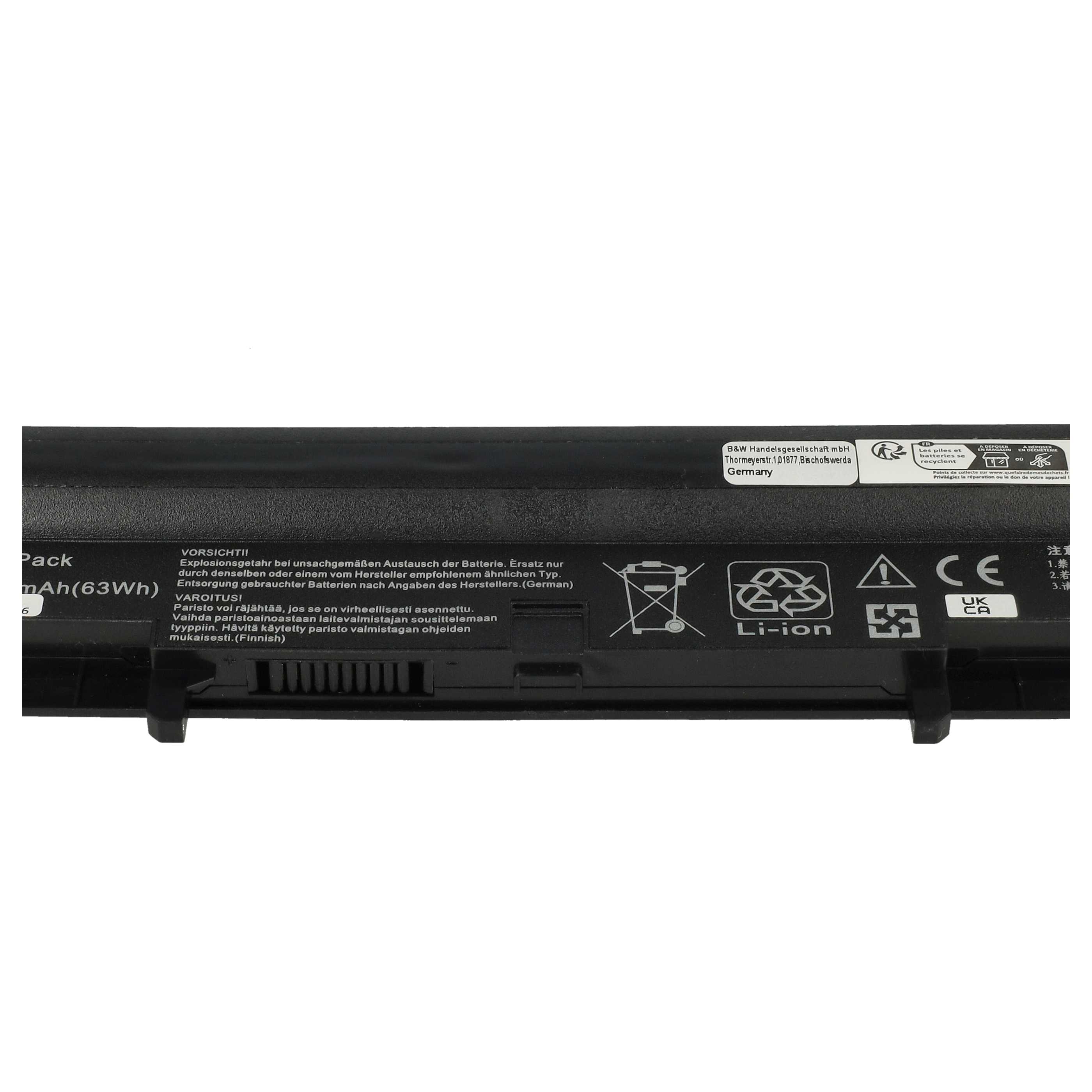 Akumulator do laptopa zamiennik Asus A41-U36, 4INR18/65-2, A42-U36, 4INR18/65 - 4400 mAh 14,8 V Li-Ion, czarny