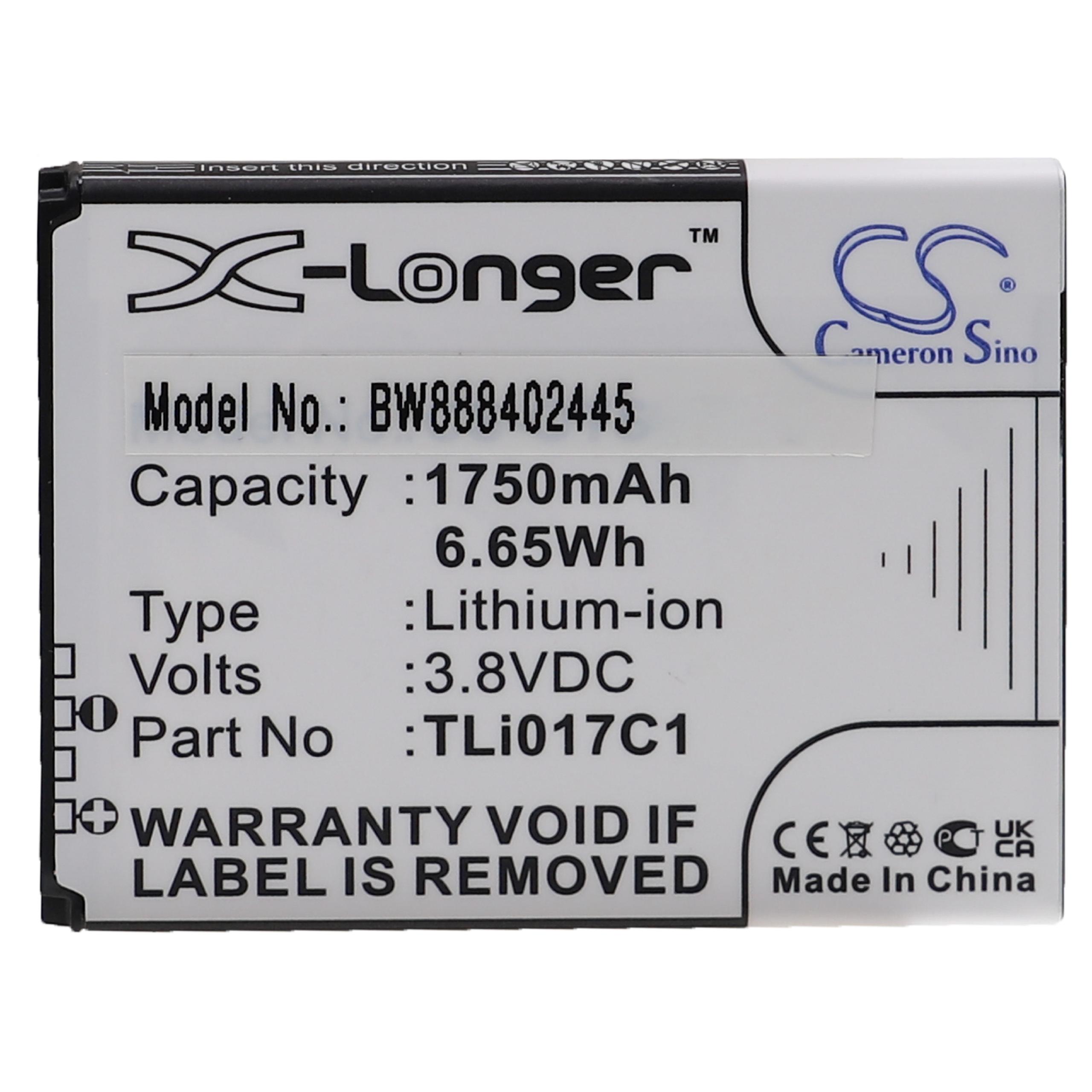 Senior Mobile Phone Battery Replacement for Alcatel TLi017D1, TLi017C1 - 1750mAh 3.8V Li-Ion