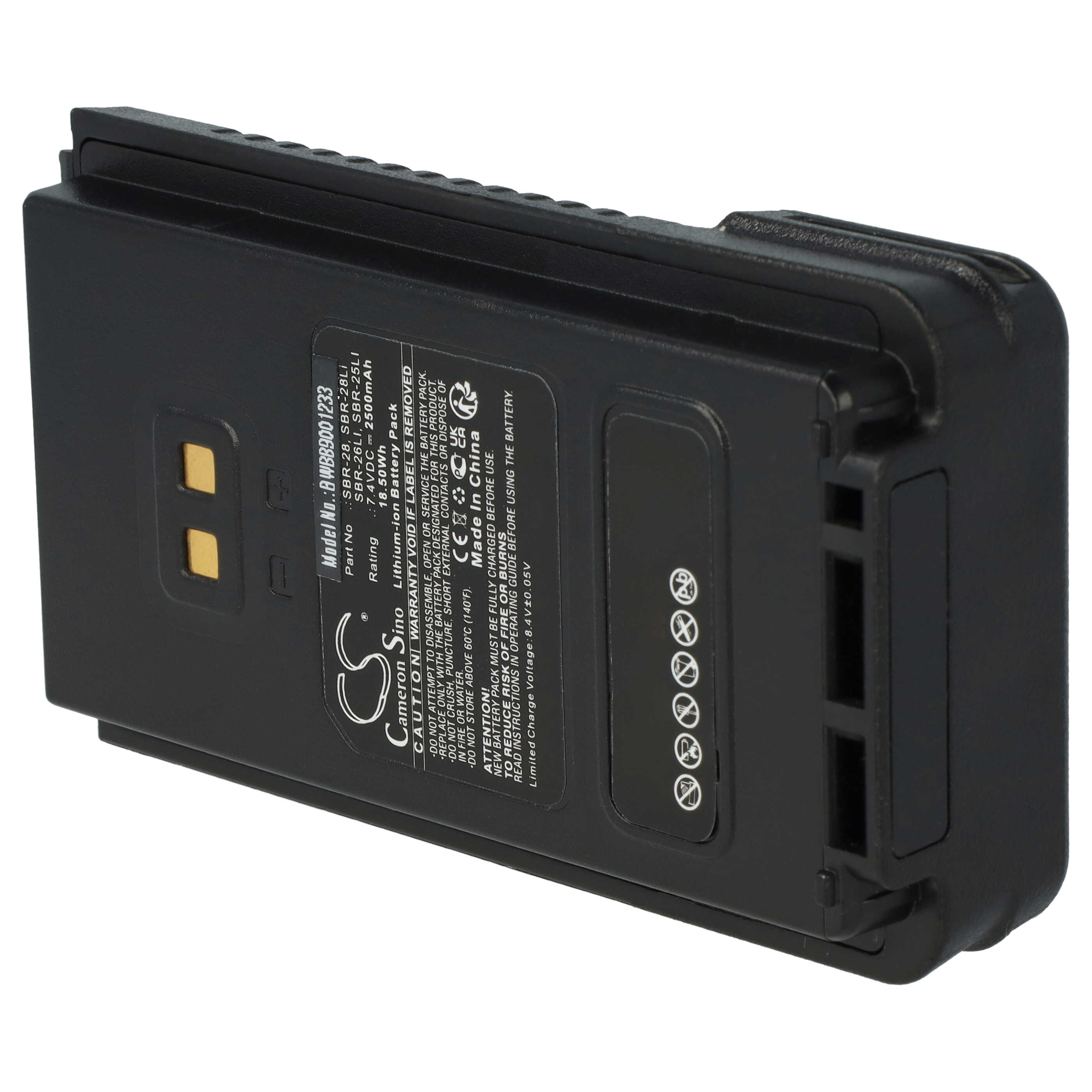 Radio Battery Replacement for Yaesu SBR-25LI, SBR-28Li, SBR-26LI, SBR-28 - 2500mAh 7.4V Li-Ion