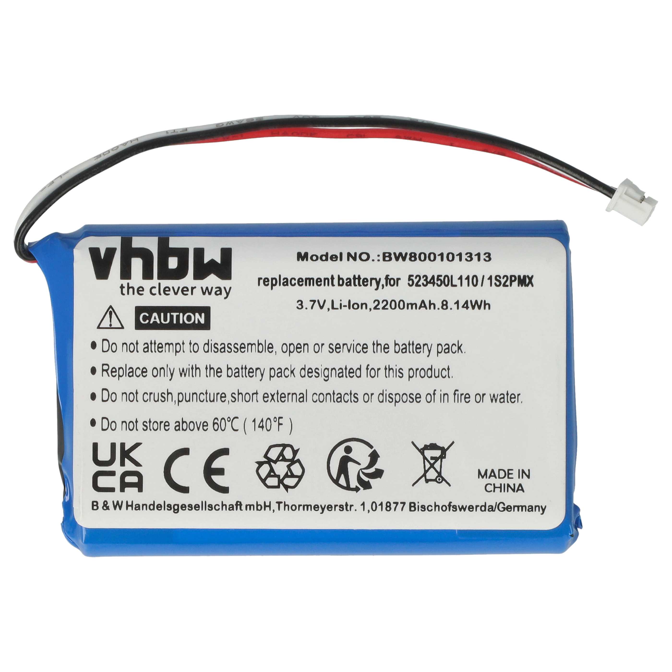 Akumulator do nawigacji GPS zamiennik BLAUPUNKT 1S2PMX, 523450L110 - 2200 mAh 3,7 V Li-Ion