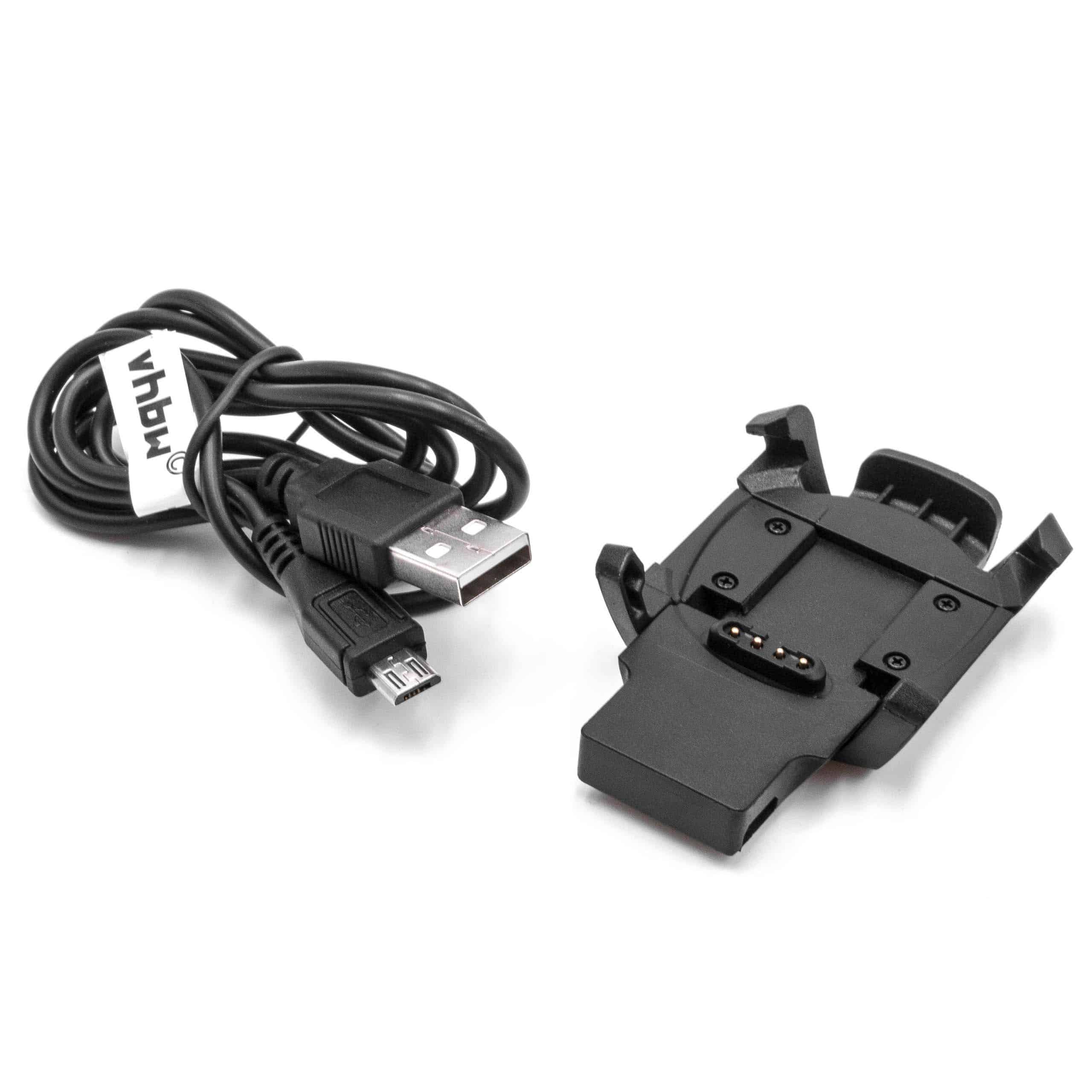 Charging Cradle suitable for Garmin Descent MK1 Fitness Tracker - Micro USB Cable, 100cm, black