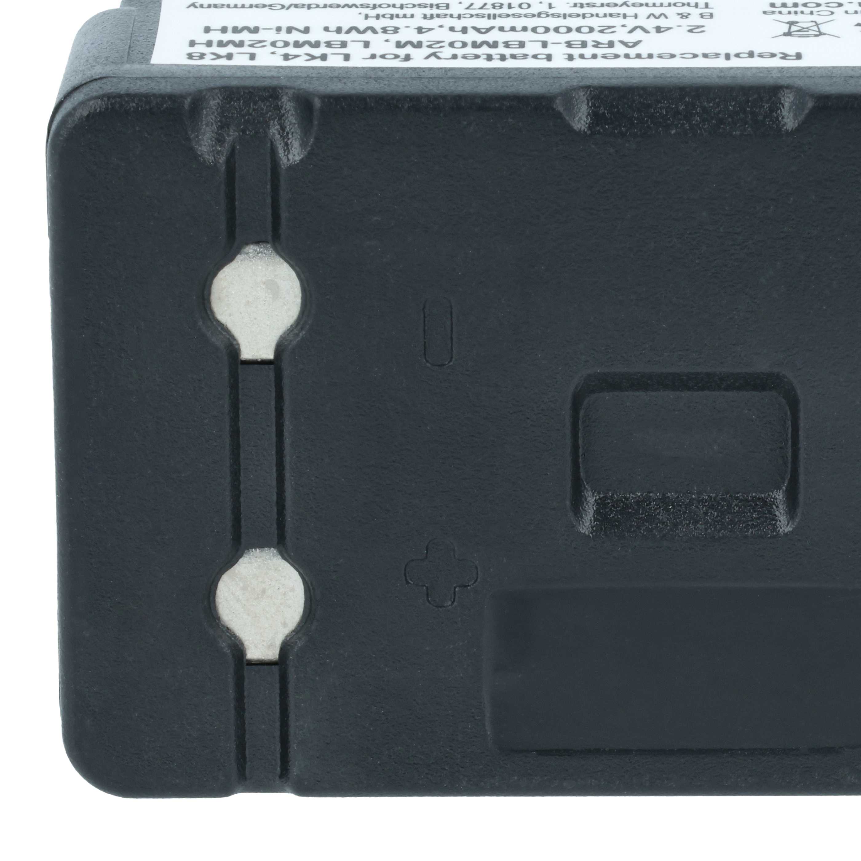 2x Batteria per telecomando remote controller sostituisce Autec ARB-LBM02M, LBM02MH - 2000mAh 2,4V NiMH
