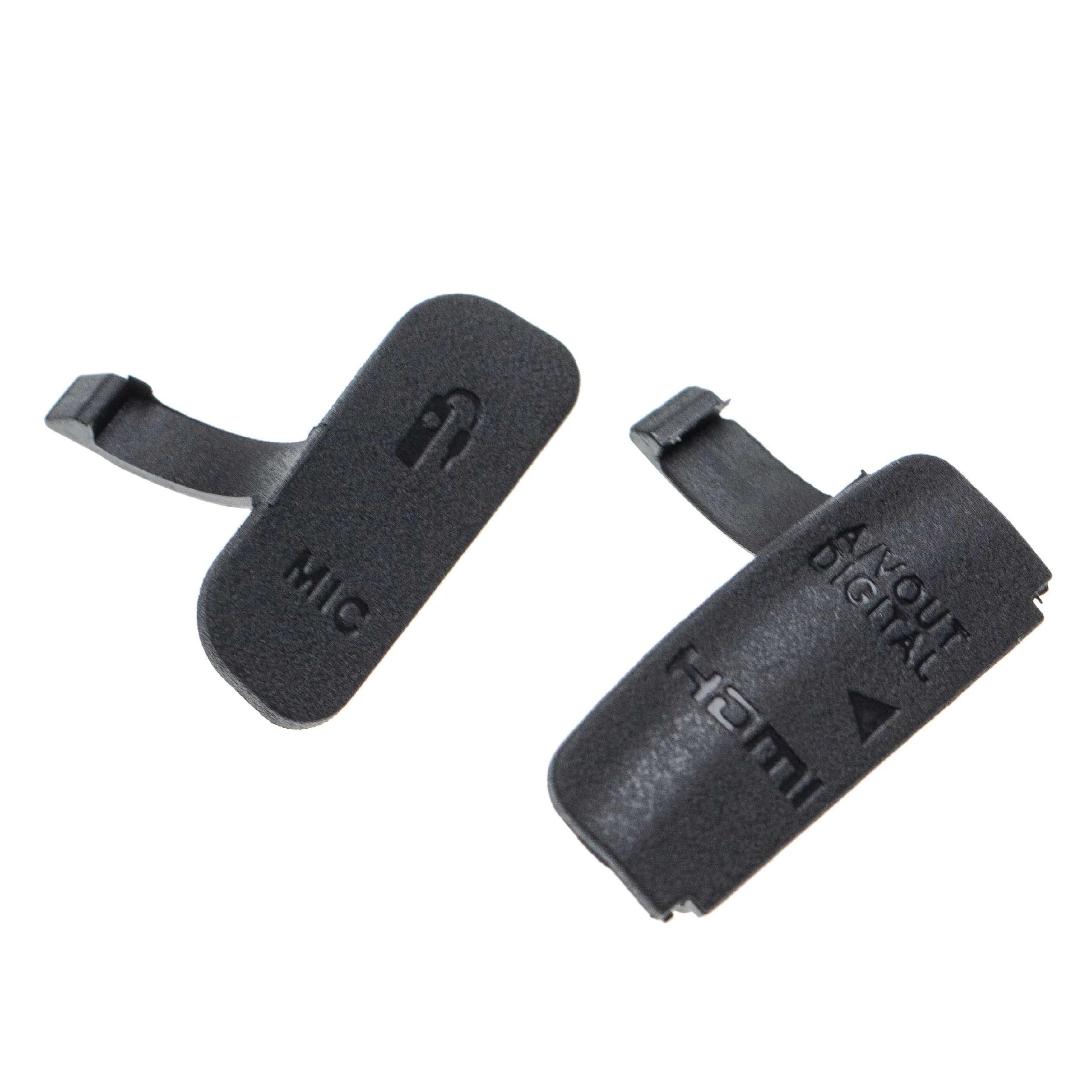 2x Cache-connecteurs pour appareil photo Canon EOS 600D - Capuchons de rechange, gomme, noir