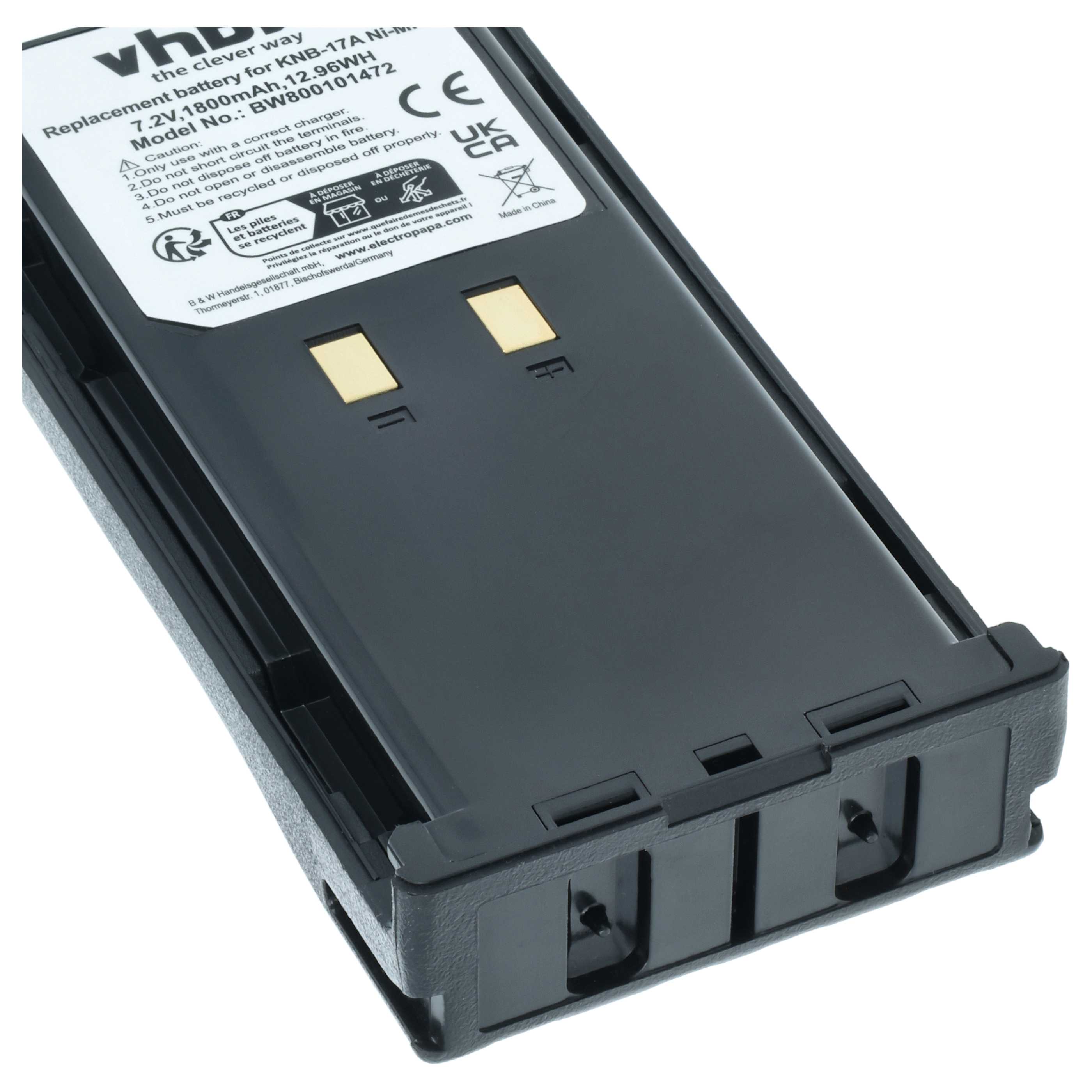 Radio 5x Battery replaces Kenwood KNB-52N, KNB-22N, KNB-21N, KNB-17N, KNB-17A, KNB-16A - 1800 mAh 7.2 V NiMH