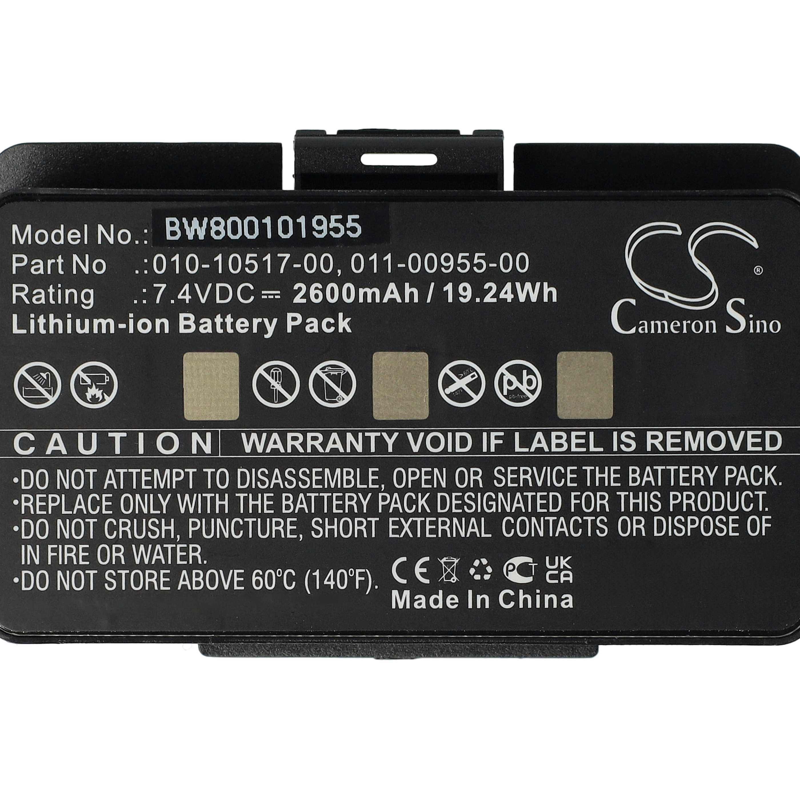 Batería reemplaza Garmin 010-10517-00, 010-10517-01, 01070800001 para GPS Garmin - 2600 mAh 8,4 V Li-Ion
