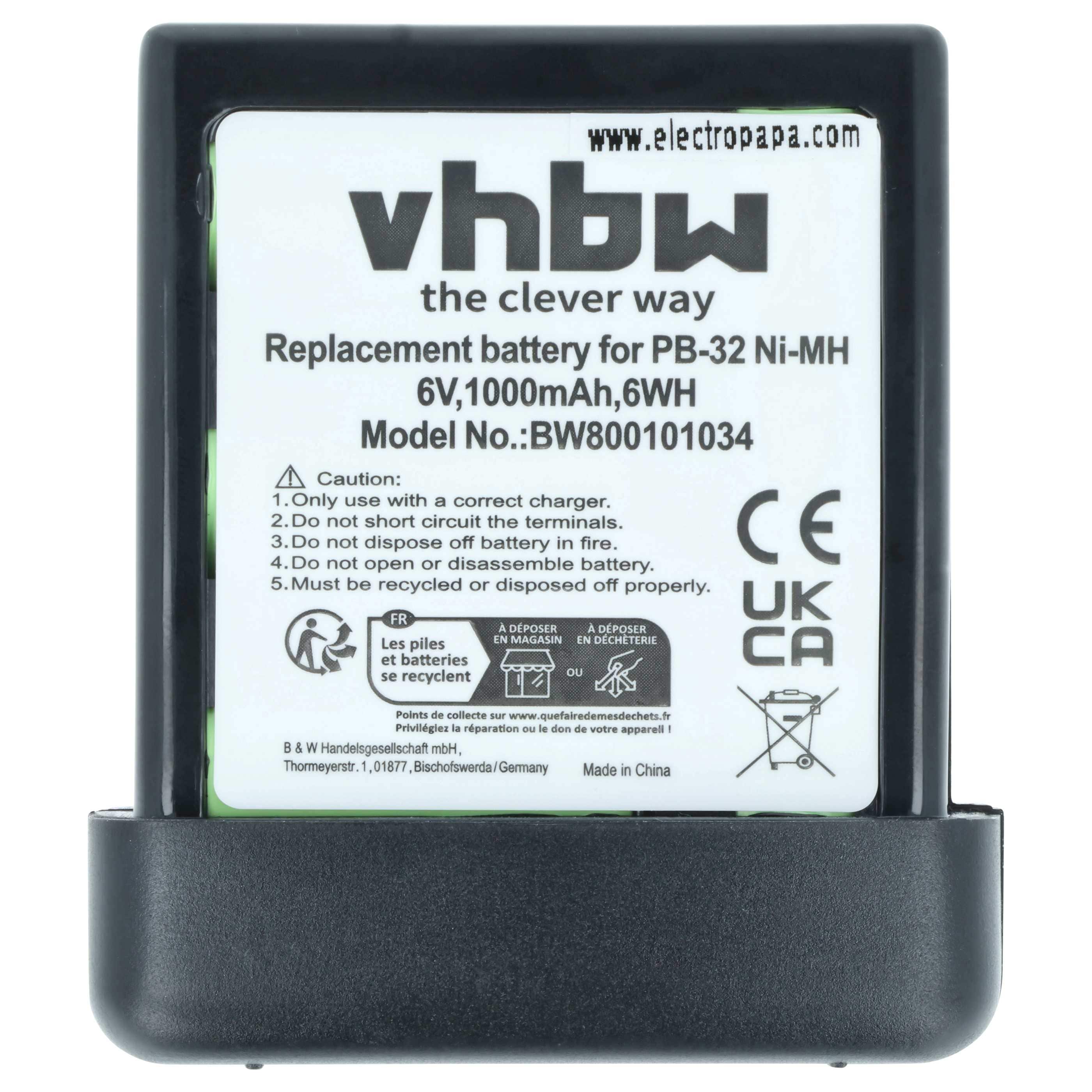 2x Batteria sostituisce Kenwood PB-32, PB-32H, PB-33 per dispositivo radio - 1000mAh 6V NiMH