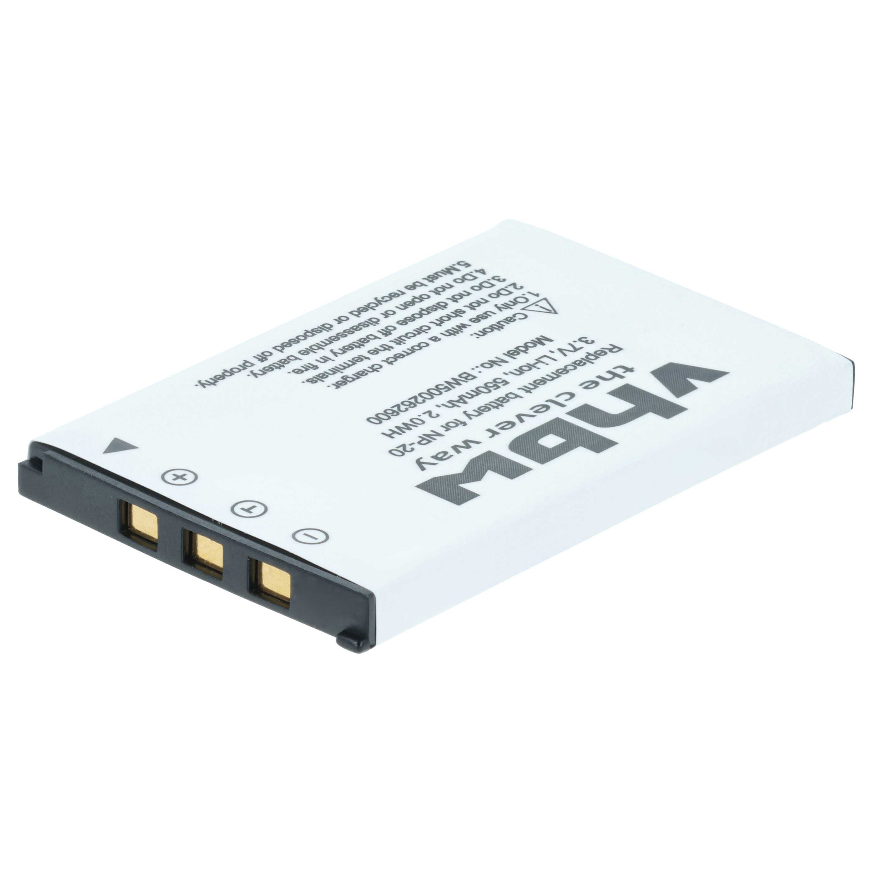 3x Battery replaces Casio NP-20DBA, NP-20 - 550mAh, 3.6V, Li-Ion