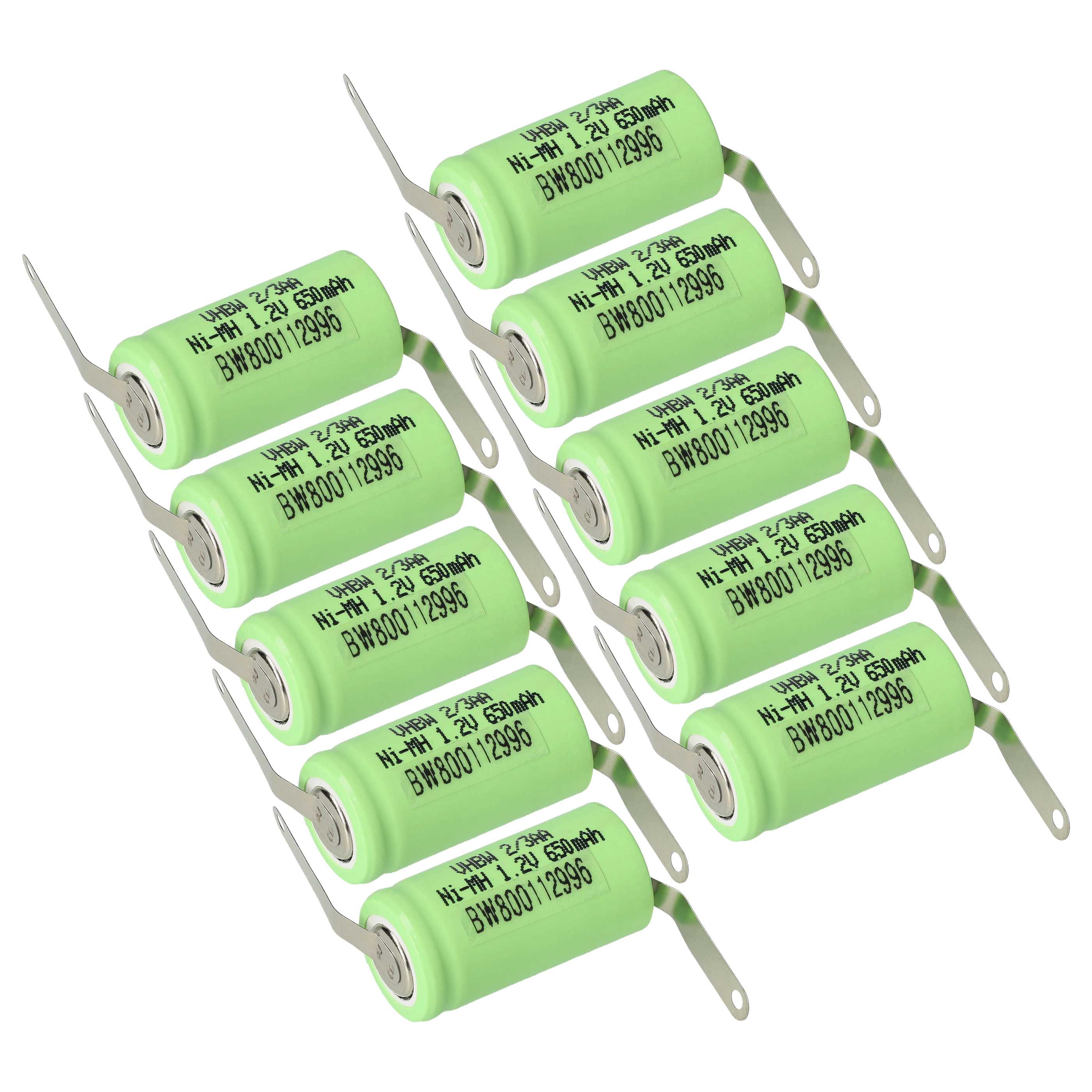 Batterie (10 pcs.) remplace 2/3AA modèle radio-télécommandé - 650mAh 1,2V NiMH