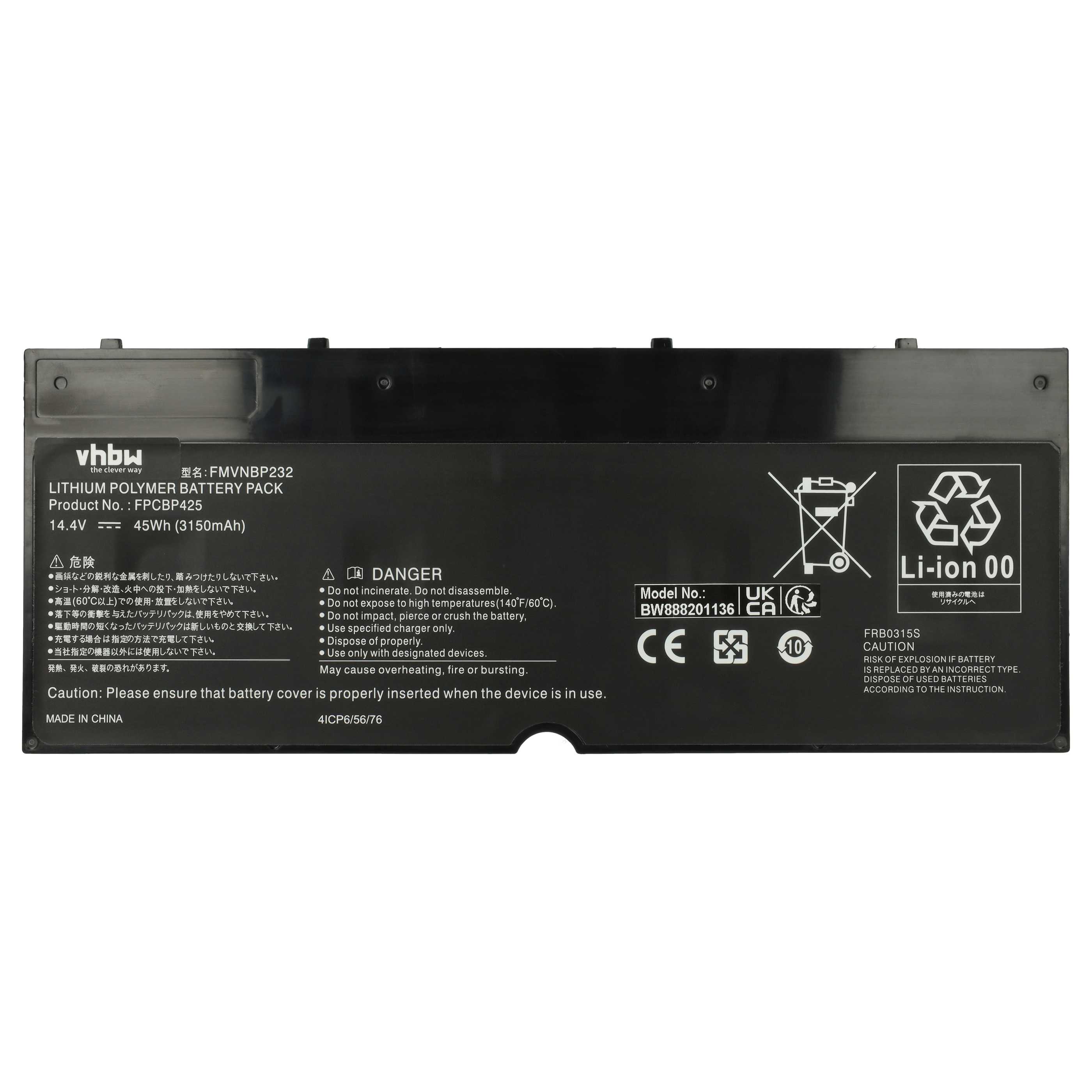 Akumulator do laptopa zamiennik Fujitsu CP651077-02, FMVNBP232, FPCBP425 - 3050 mAh 14,4 V Li-Ion, czarny