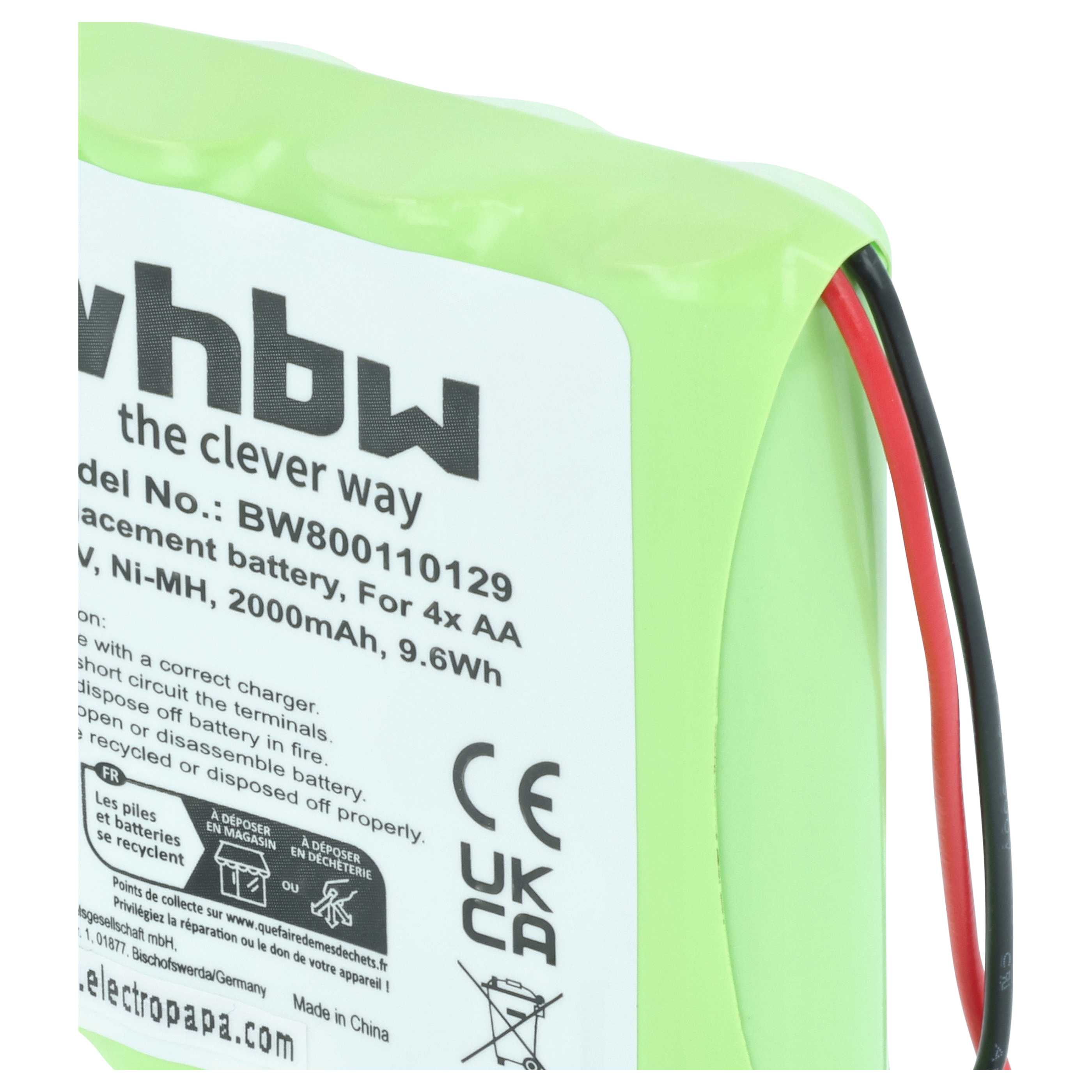 Universal Battery for various Devices - 2000 mAh 4.8 V NiMH Replaces 4x AA Mignon