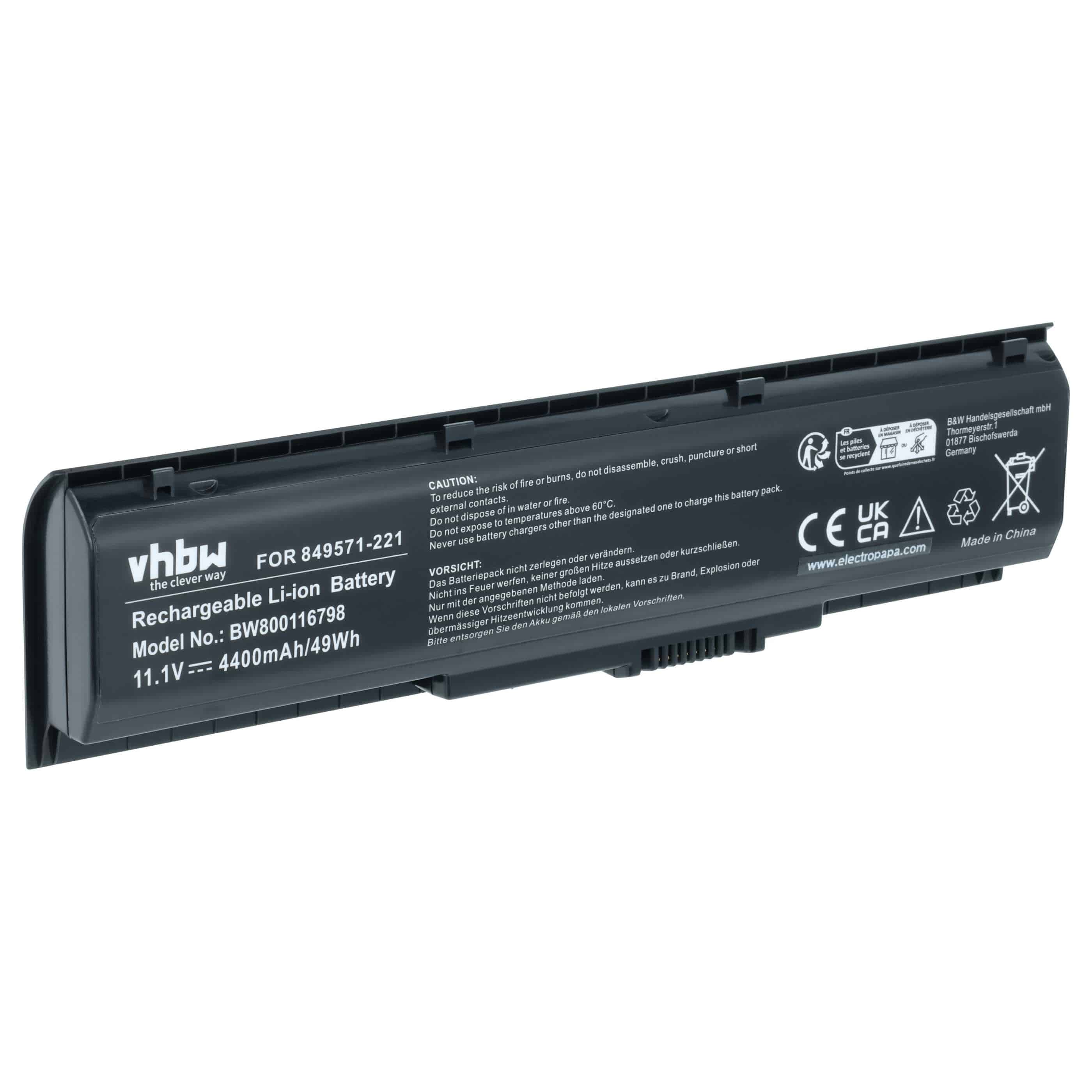 Akumulator do laptopa zamiennik HP 849571-221, 849571-251, 849571-241 - 4400 mAh 11,1 V Li-Ion, czarny
