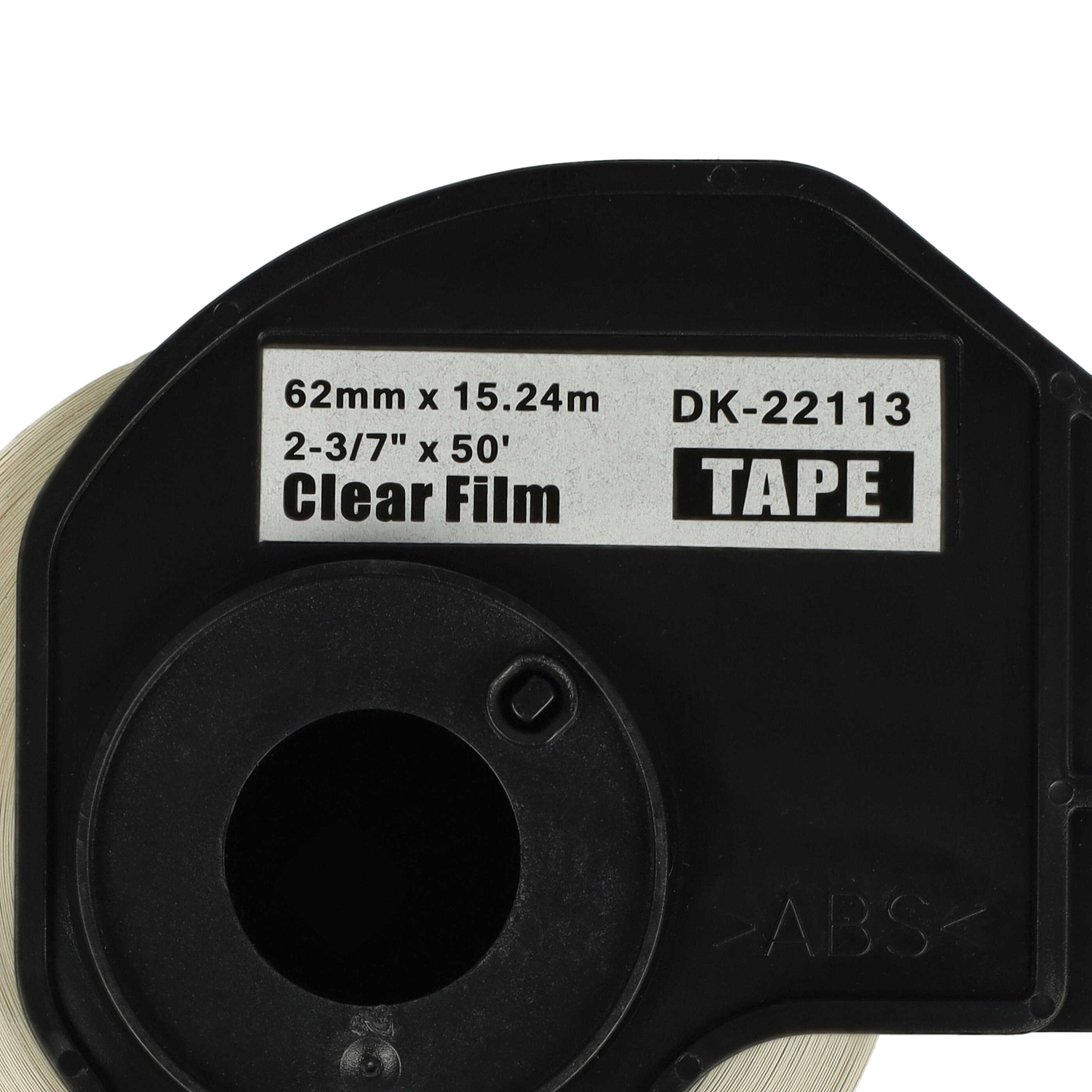 Etiketten als Ersatz für Brother DK-22113 Etikettendrucker - Selbstklebend 62mm x 15,24m + Halter