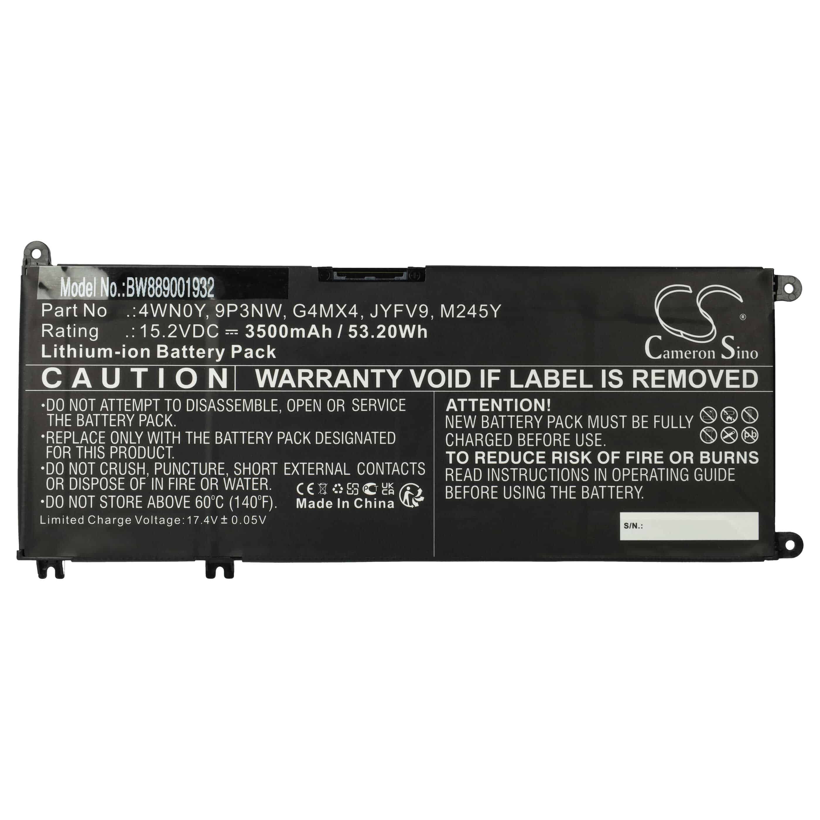 Akumulator do laptopa zamiennik Dell JYFV9, M245Y, G4MX4, 4WN0Y, 9P3NW - 3500 mAh 15,2 V Li-Ion, czarny