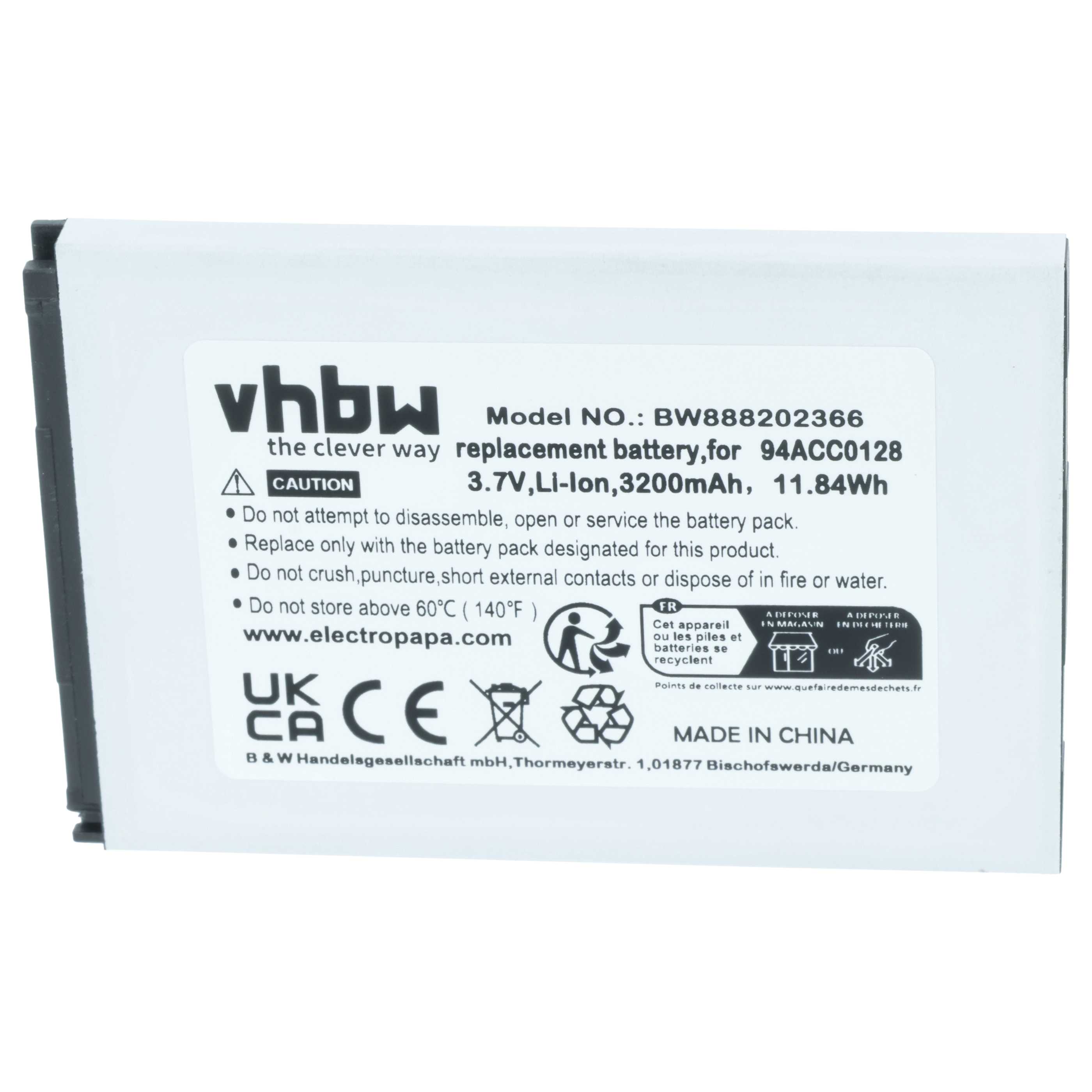 Handheld Computer 5x Battery replaces Datalogic BTDL1, 94ACC0129, 94ACC0128, 3H21-00000491 - 3200mAh, 3.8V