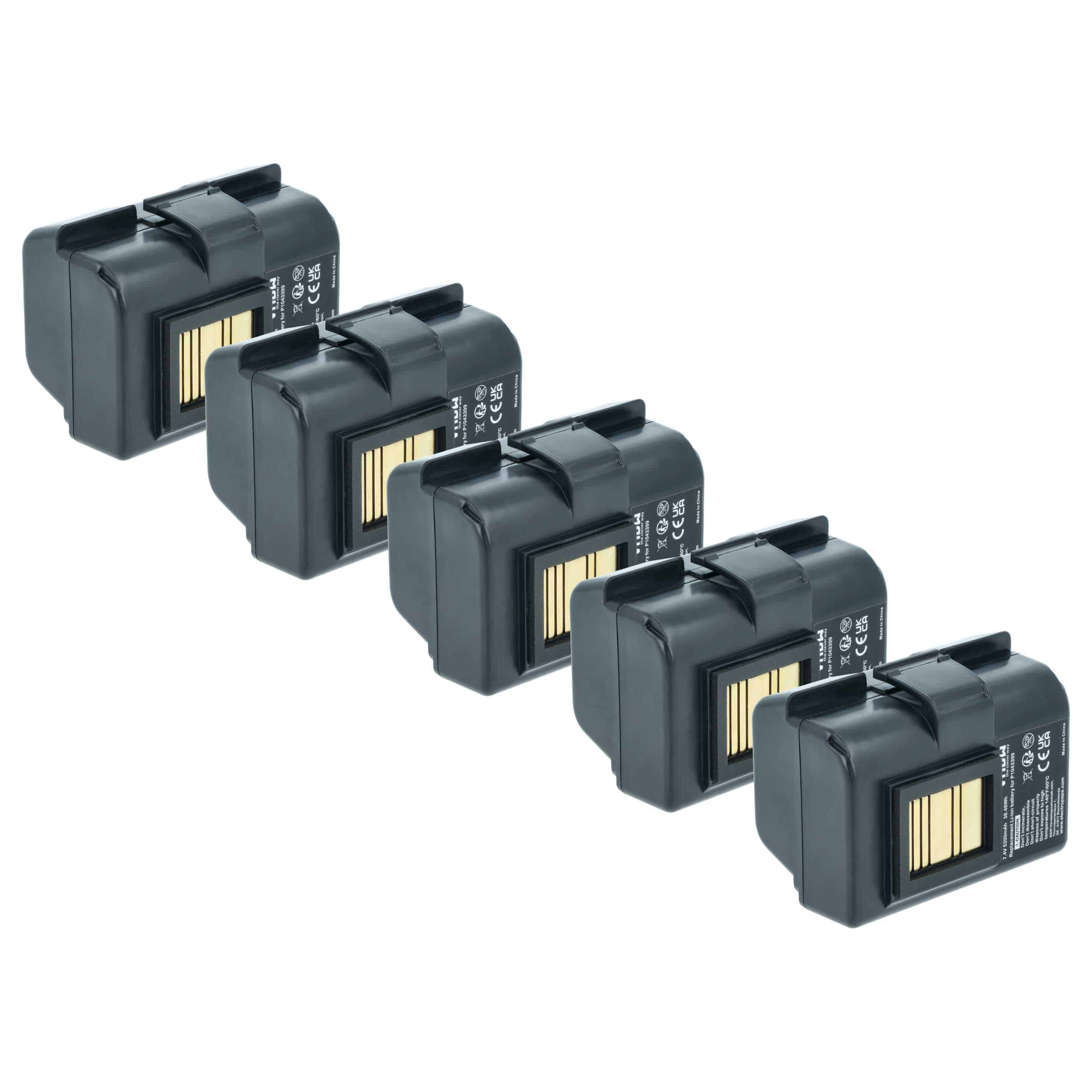 Printer 5x Battery replaces Zebra AT16004, BTRY-MPP-34MA1-01, BTRY-MPP-34MAHC1-01 - 5200 mAh 7.4 V Li-Ion