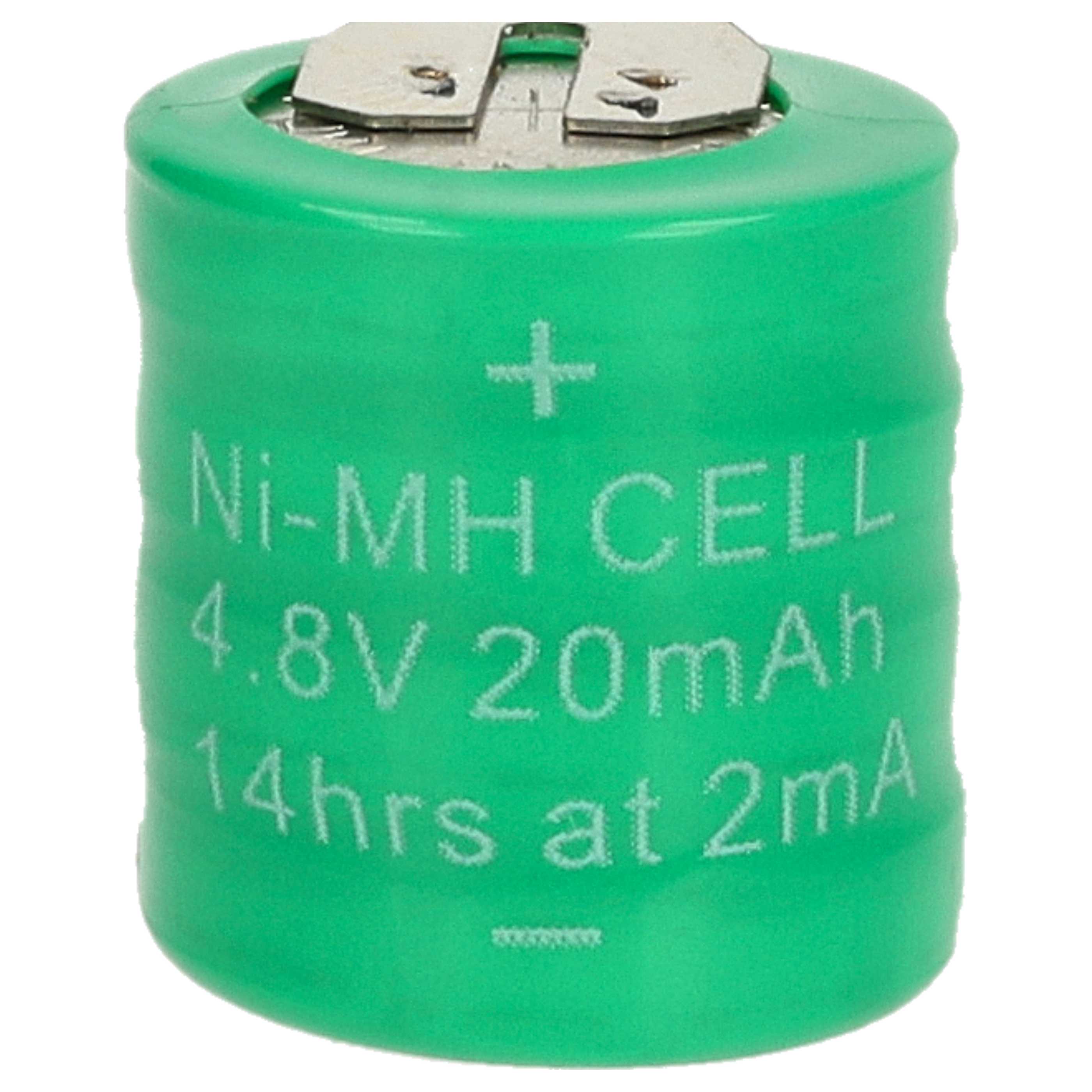 Button Cell Battery Type 4/V15H 2 Pins for Model Building Solar Lamps etc. - 15 mAh 4.8 V NiMH