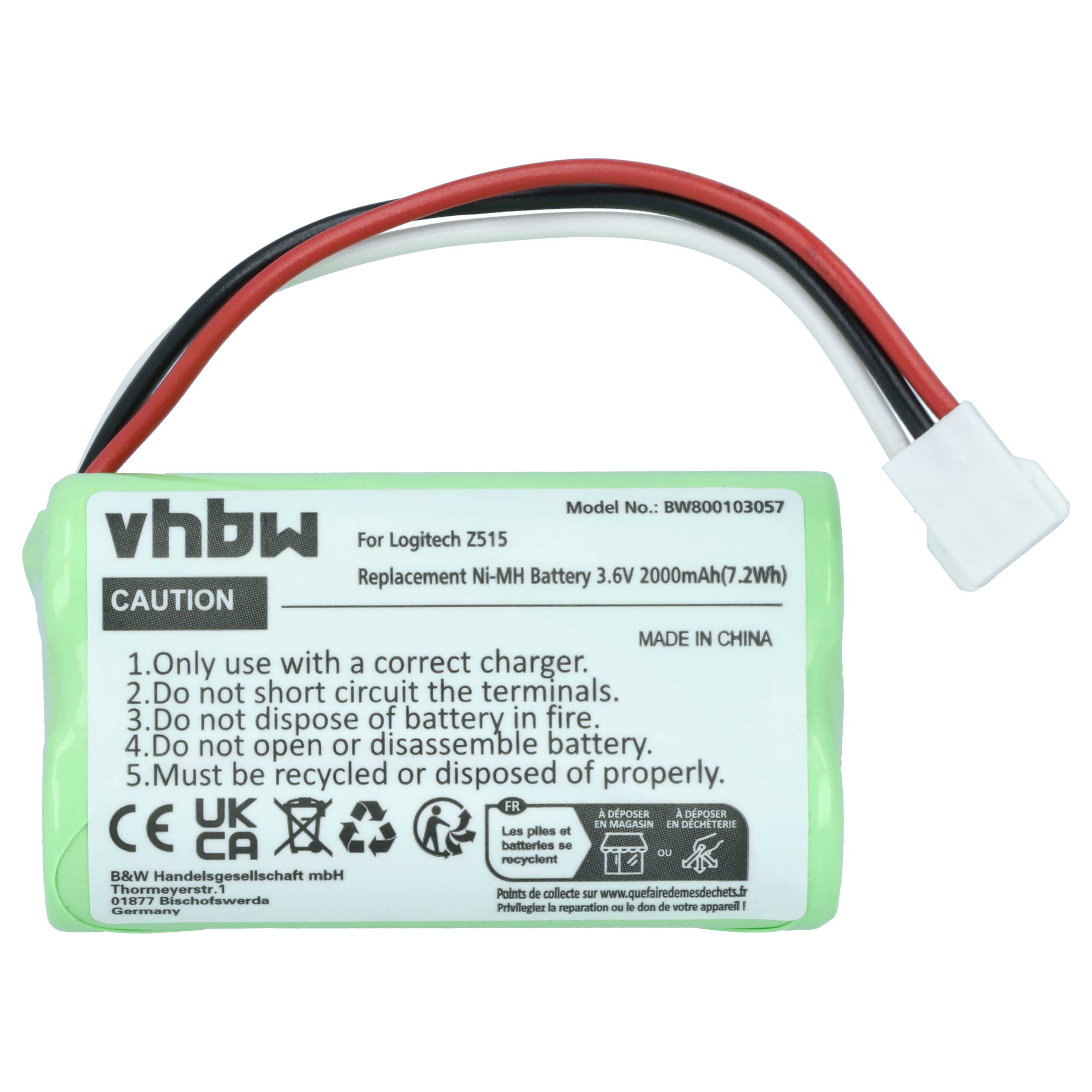 Akumulator do głośnika Logitech zamiennik Logitech 180AAHC3TMX, 993-000459 - NiMH 2000mAh