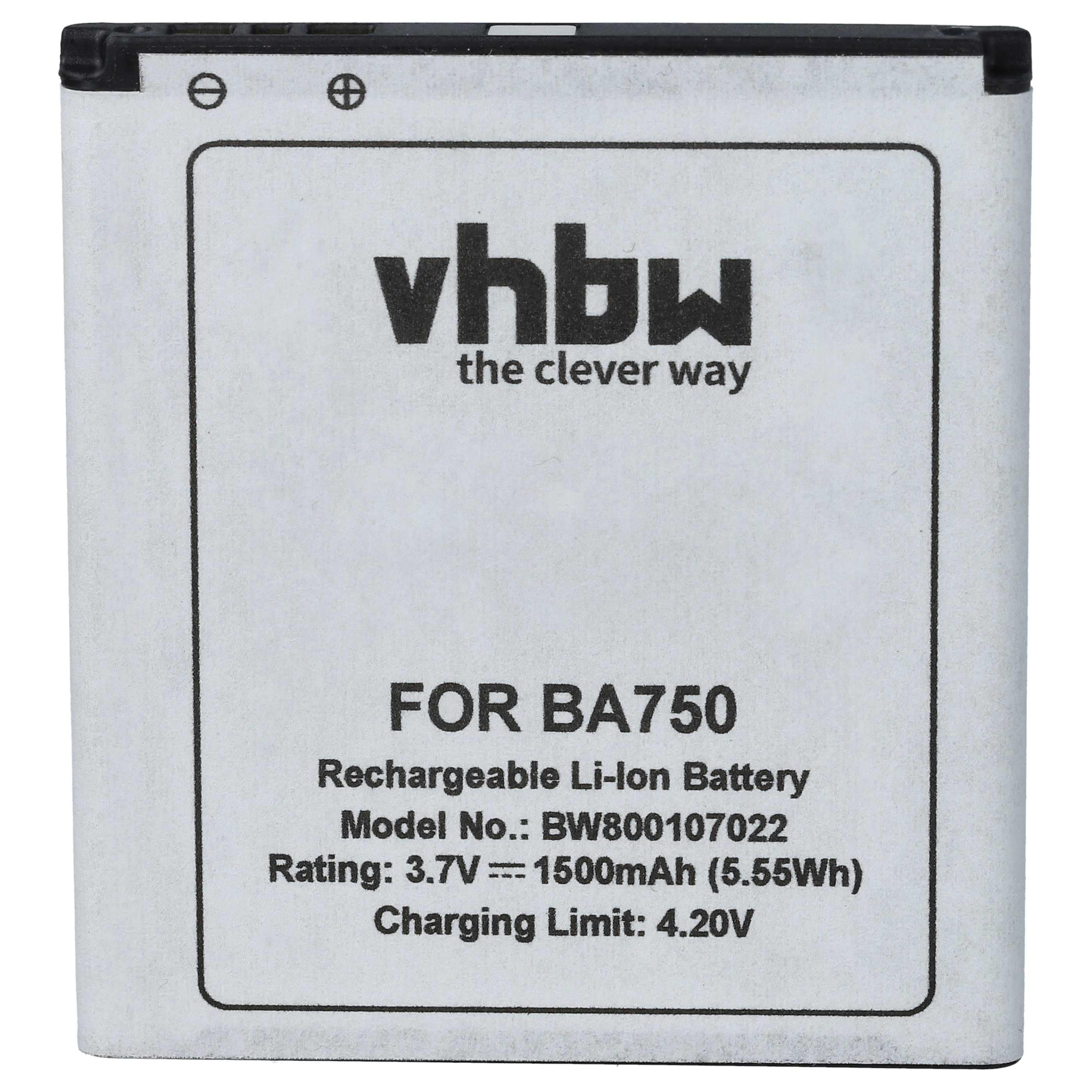 Akumulator do telefonu smartfona zamiennik Sony-Ericsson BA750 - 1500 mAh 3,7 V Li-Ion