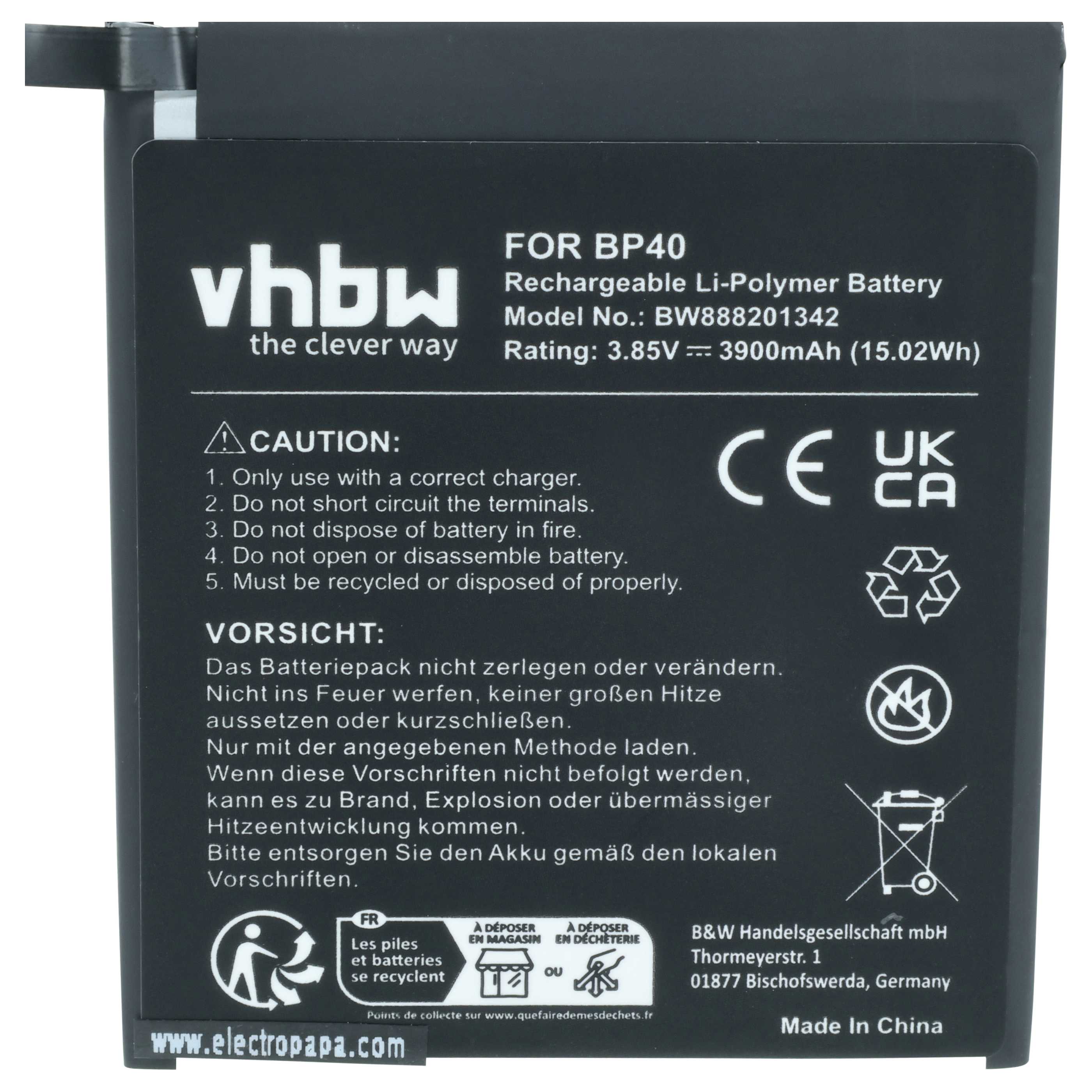 Akumulator do telefonu smartfona zamiennik Redmi BP40 - 3900 mAh 3,85 V LiPo