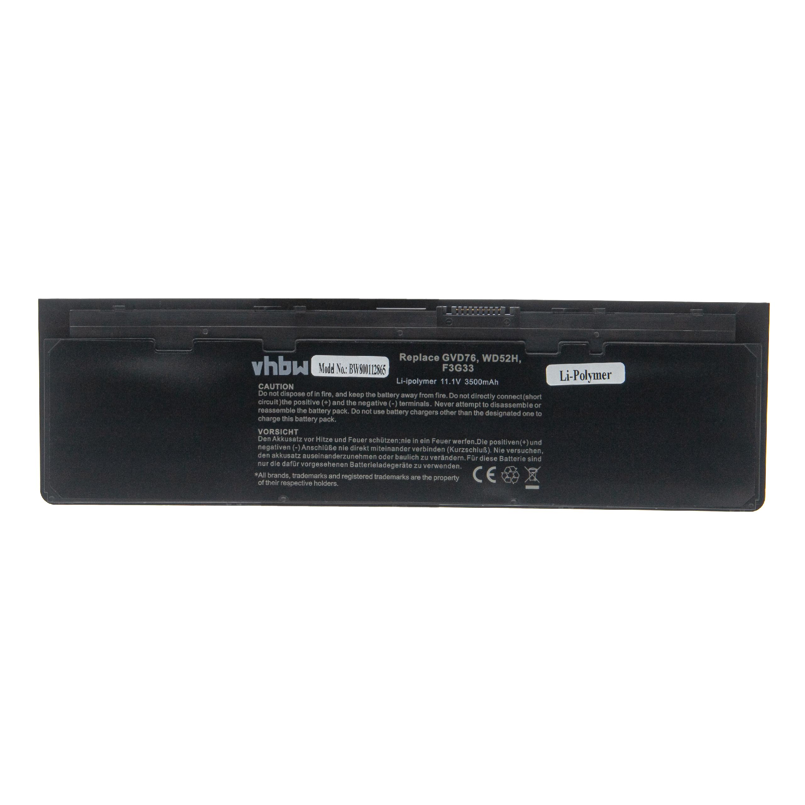 Notebook Battery Replacement for Dell 3G33, 0W57CV, 9C26T, 451-BBFW, 451-BBFX - 3500mAh 11.1V Li-Ion, black