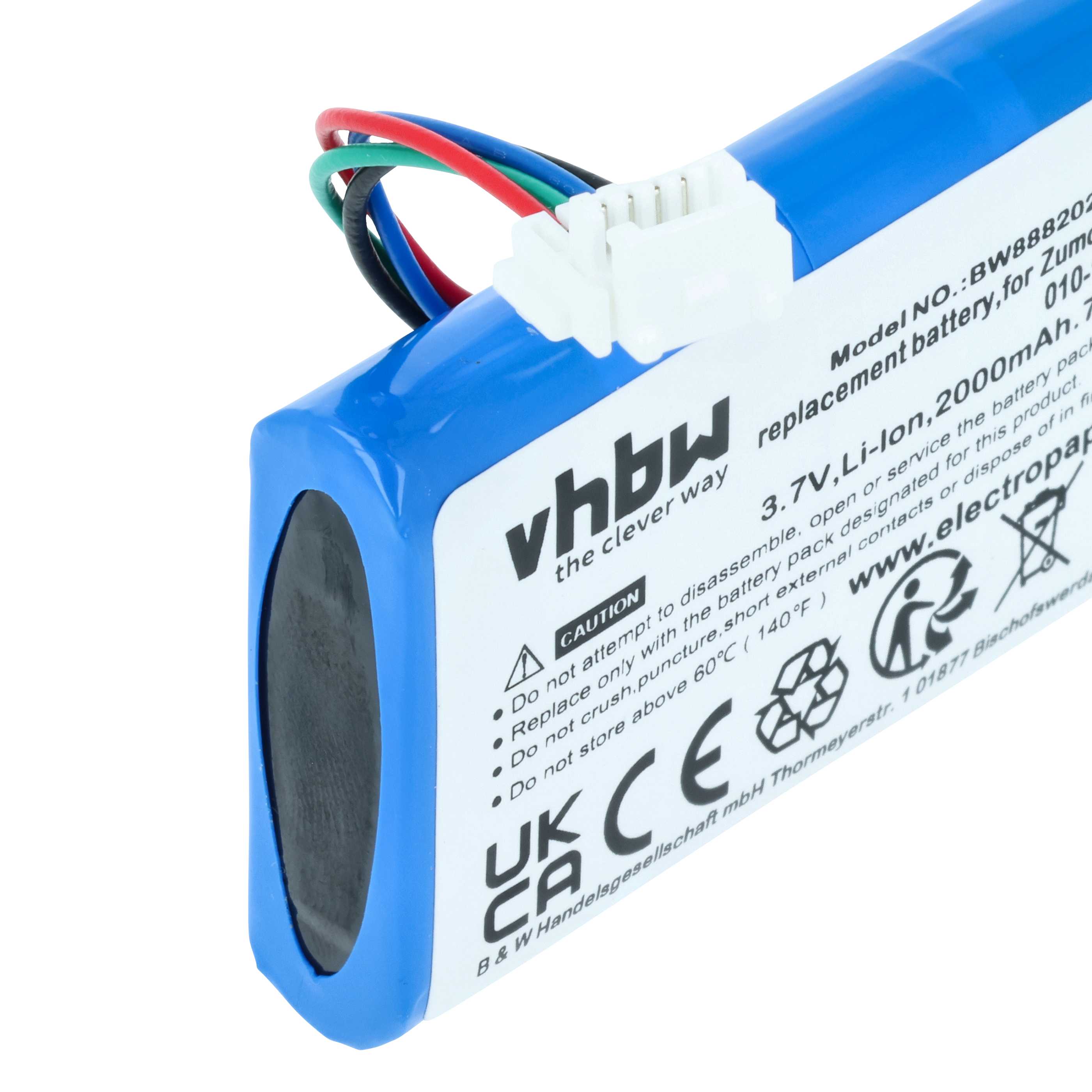 Batteria sostituisce Garmin 010-12110-003, 010-12110-03, 361-00077-00 per navigatore - 2000mAh 3,7V Li-Ion