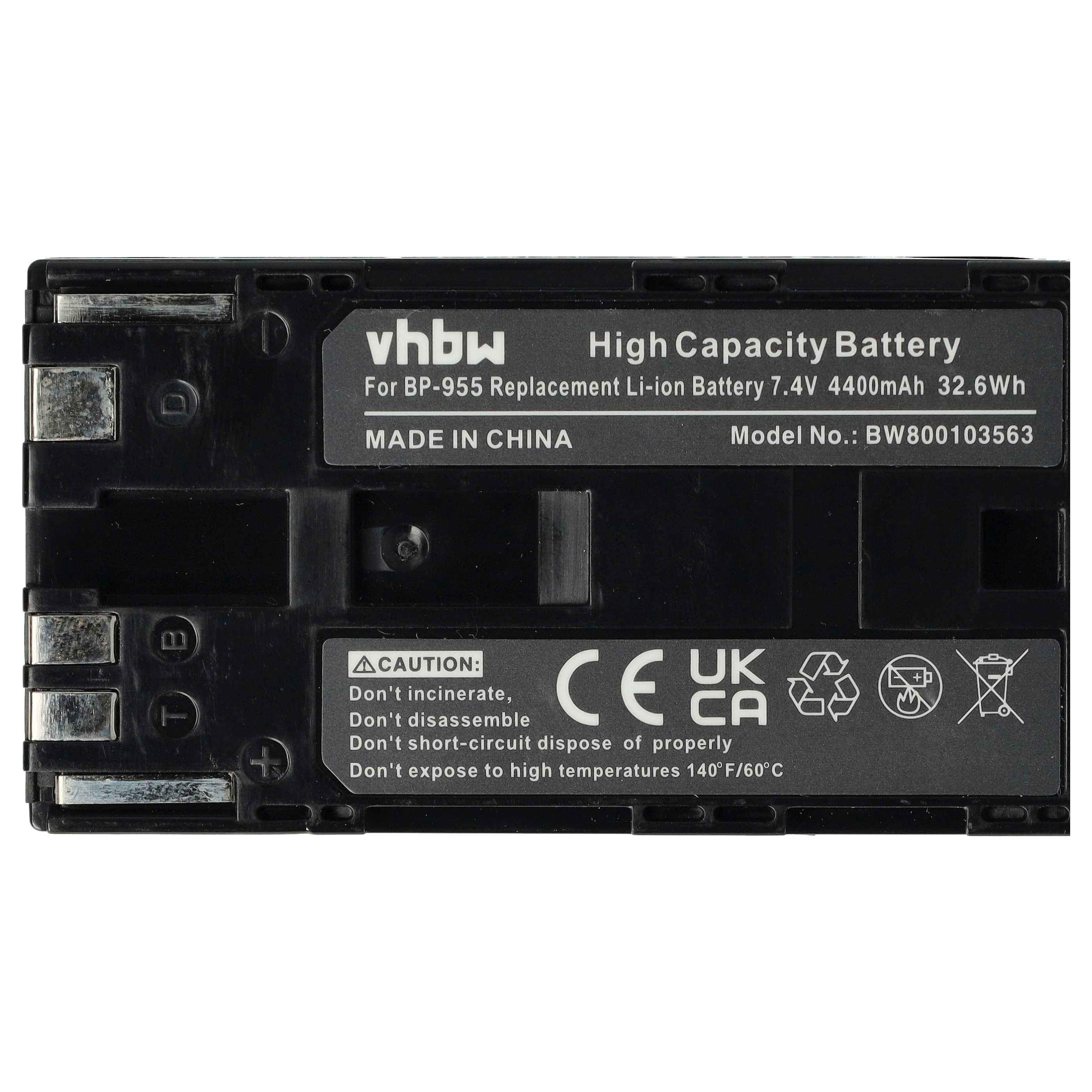 Videocamera Battery replaces Canon BP-975, BP-955 - 4400 mAh 7.4 V Li-Ion