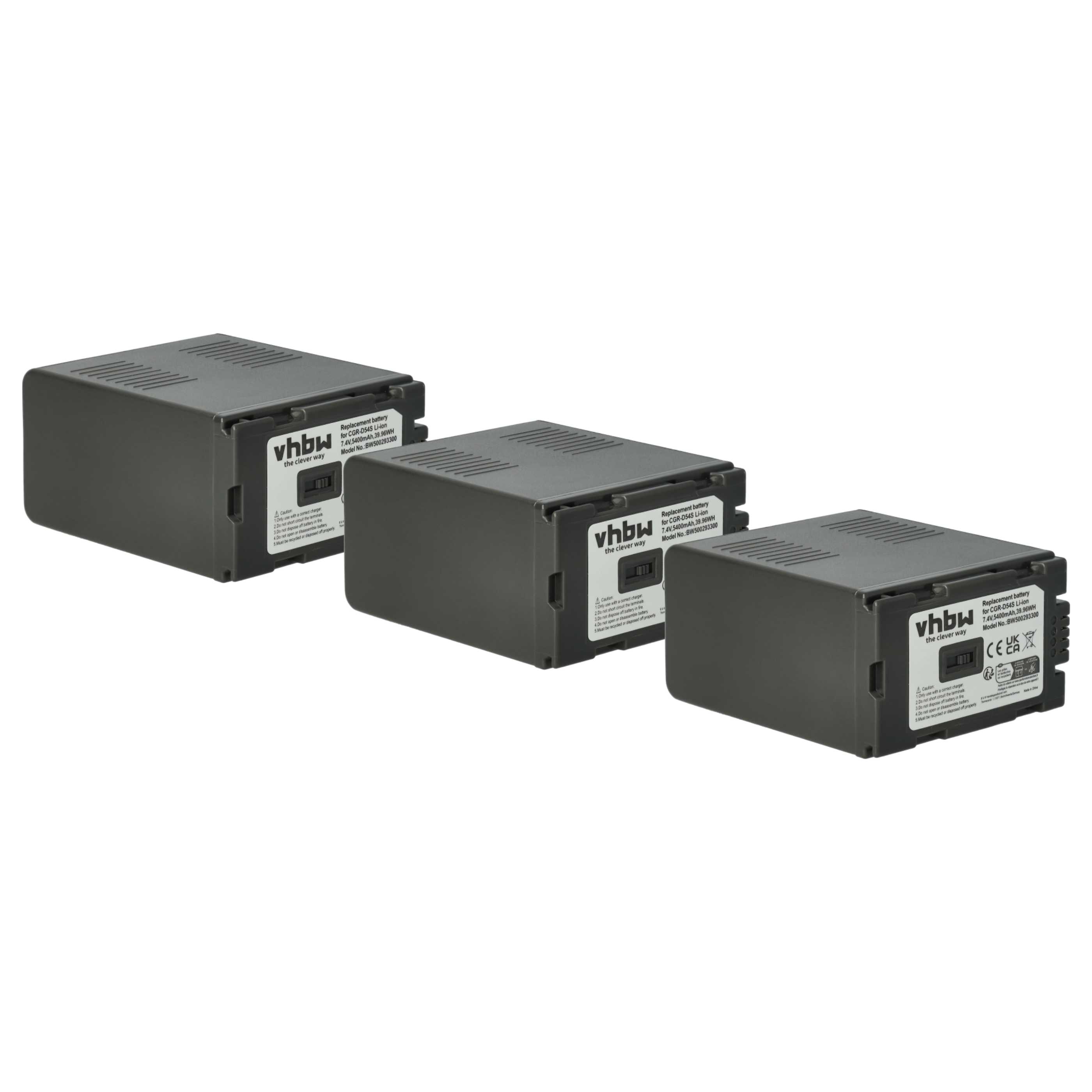 3x Battery replaces Hitachi DZ-BP28, DZ-BP16 - 5400mAh, 7.4V, Li-Ion