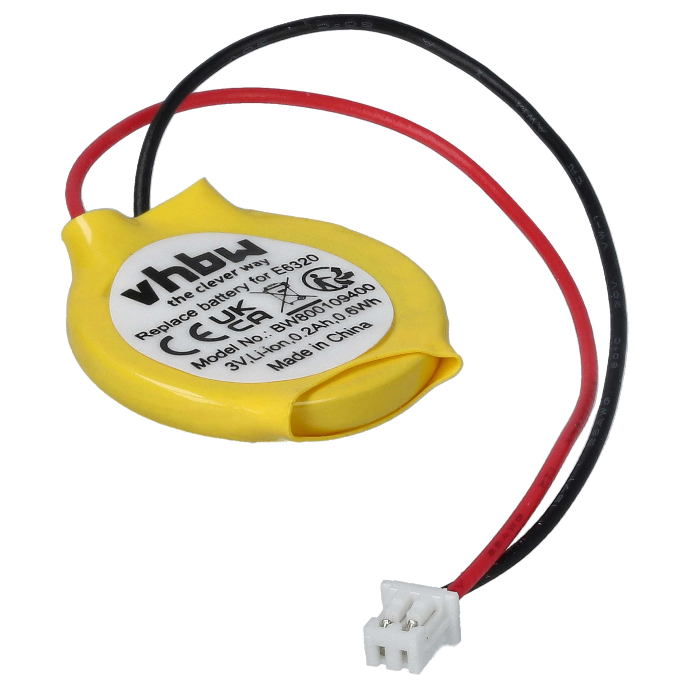 Bios-Batterie als Ersatz für Dell 077-A00, 0MR652, GC02001DR0, 313-020, 313-032 für Getac - 200mAh 3V Li-Ion