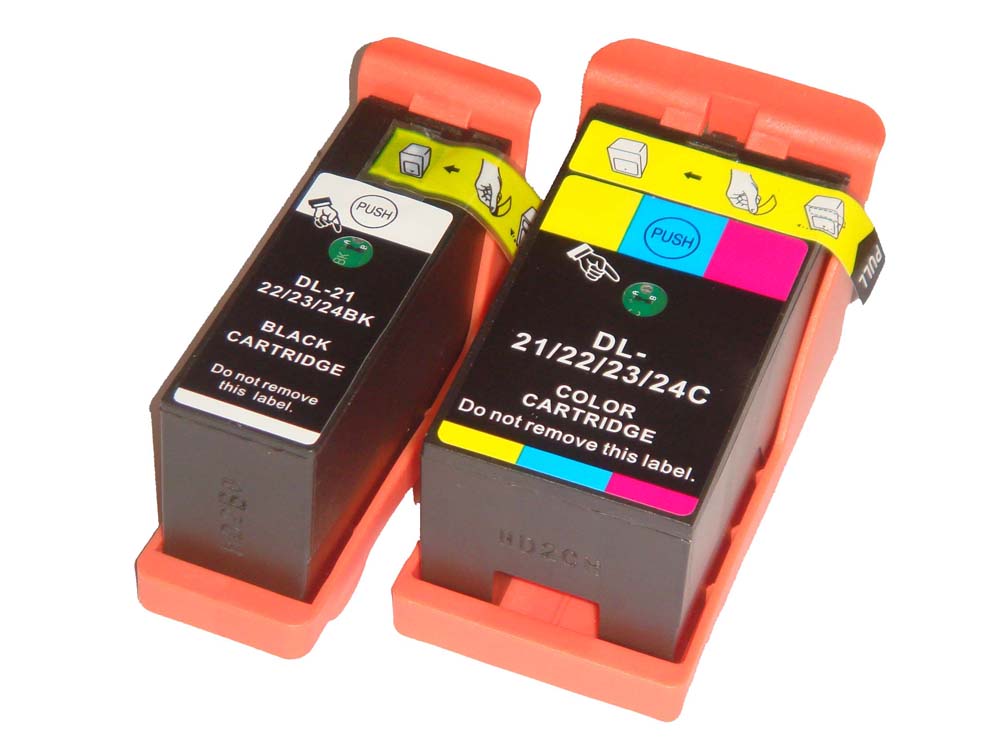 2x Set cartucce di inchiostro sostituisce Dell 21 per stampante - B/C/M/Y 49 ml