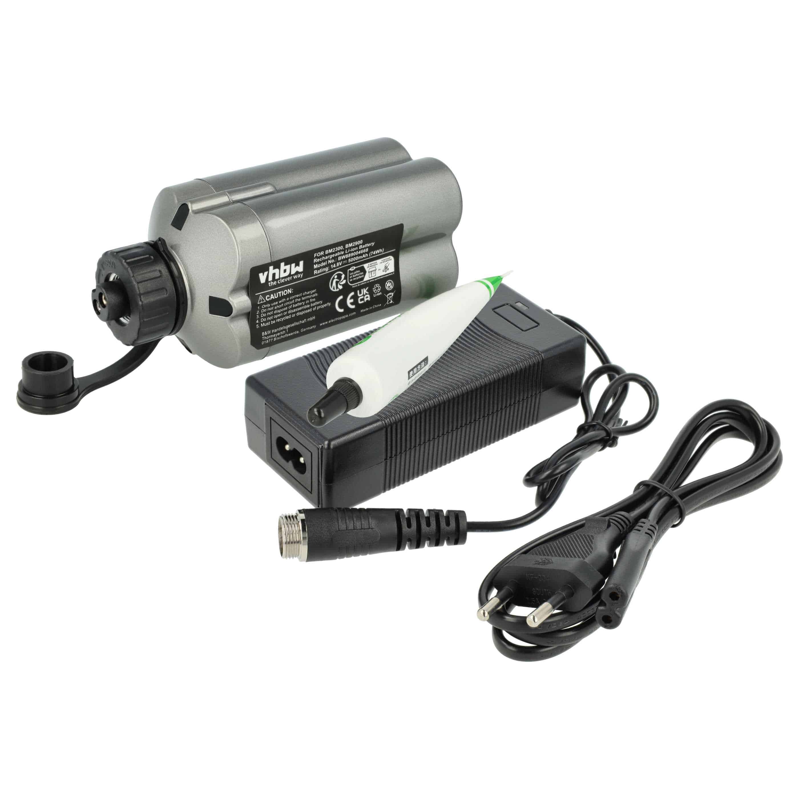 Charger incl. Battery (5000 mAh) replaces Daiwa BM2500, BM2300, BM2600 for Shimano Li-Ion Batteries etc.