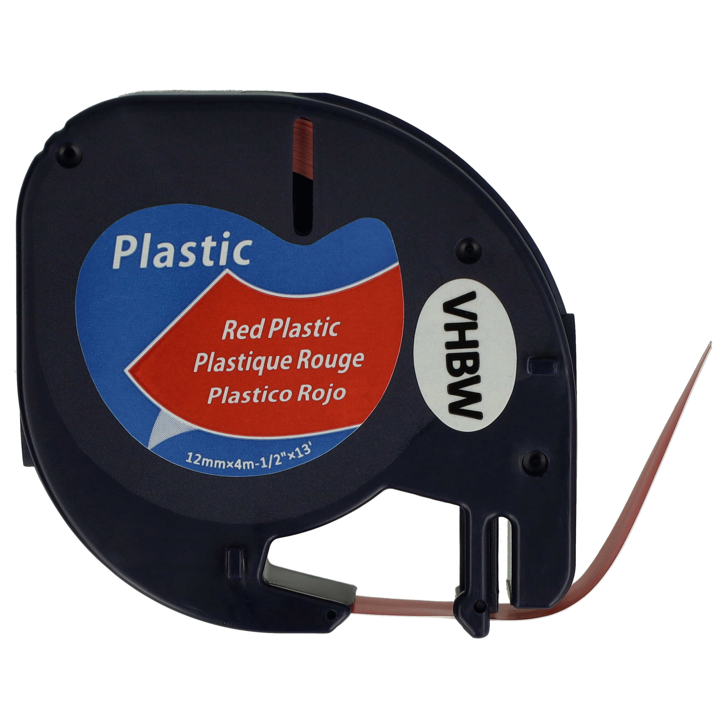 Cassette à ruban en plastique remplace Dymo 91223, S0721630 - 12mm lettrage Noir ruban Rouge, plastique
