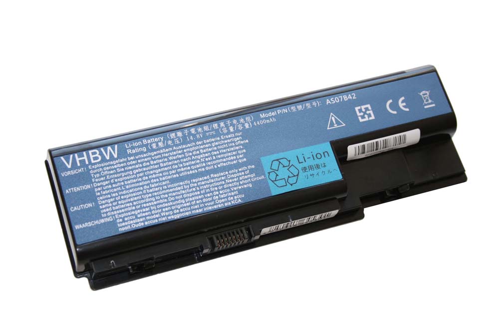 Notebook Battery Replacement for Acer 01AS-2007B, AS07B32, AK.006BT.019, AS07B41 - 4400mAh 14.8V Li-Ion, black