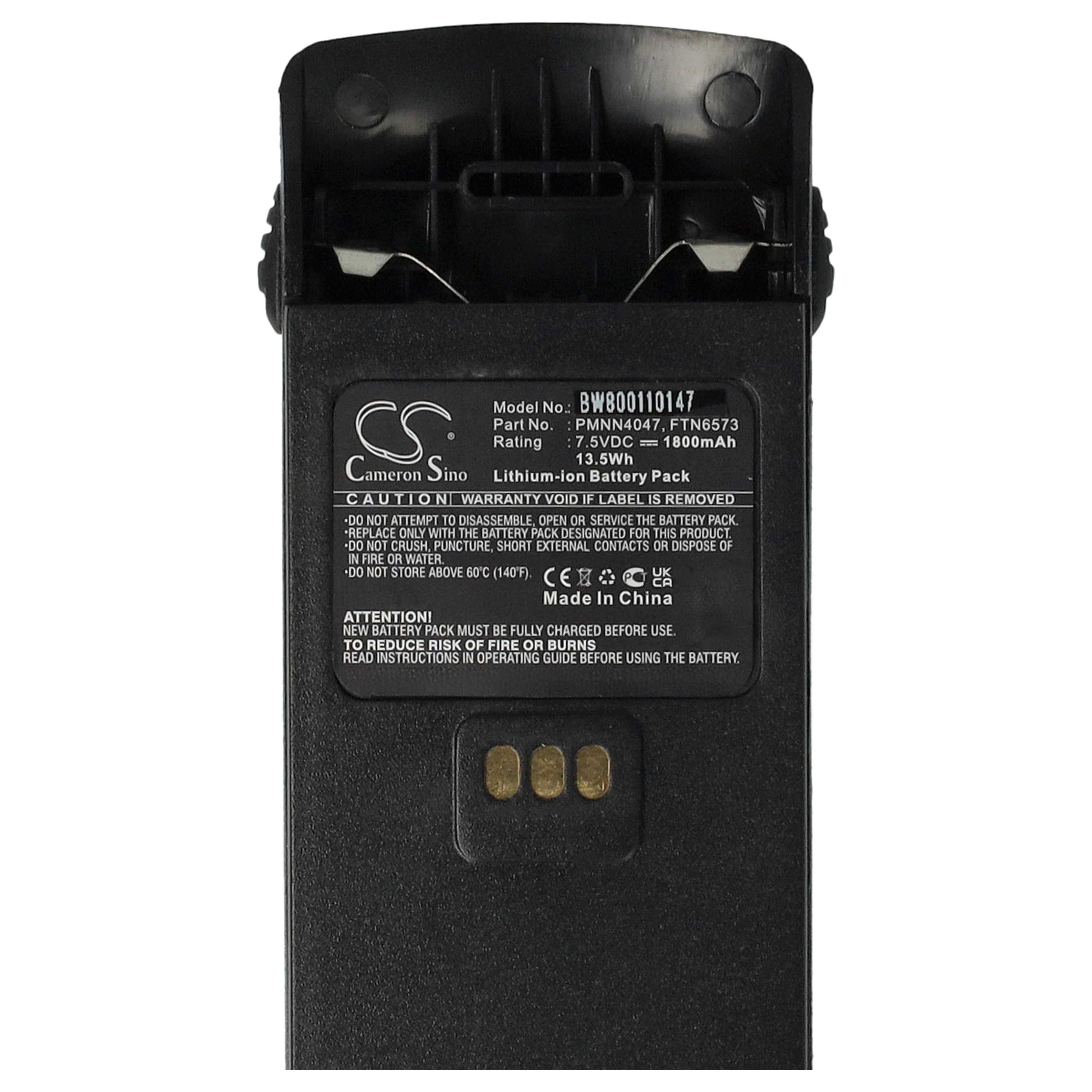 Batteria per dispositivo radio sostituisce Motorola FTN6573, PMN4047BR Motorola - 1800mAh 7,5V Li-Ion