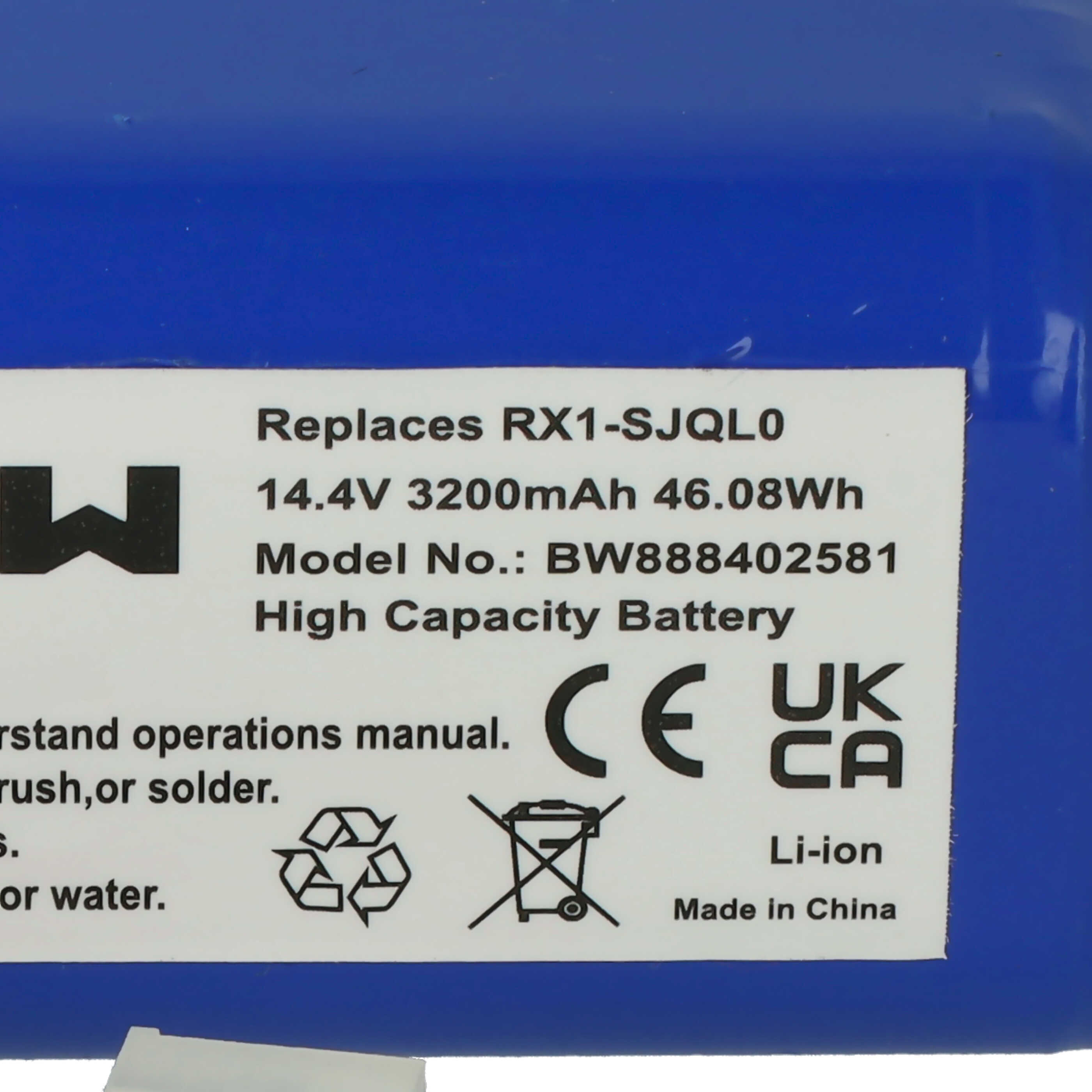 Akku als Ersatz für iClebo EBKRWHCC00978, EBKRTRHB000118-VE für iClebo Saugroboter - 3200mAh 14,4V Li-Ion