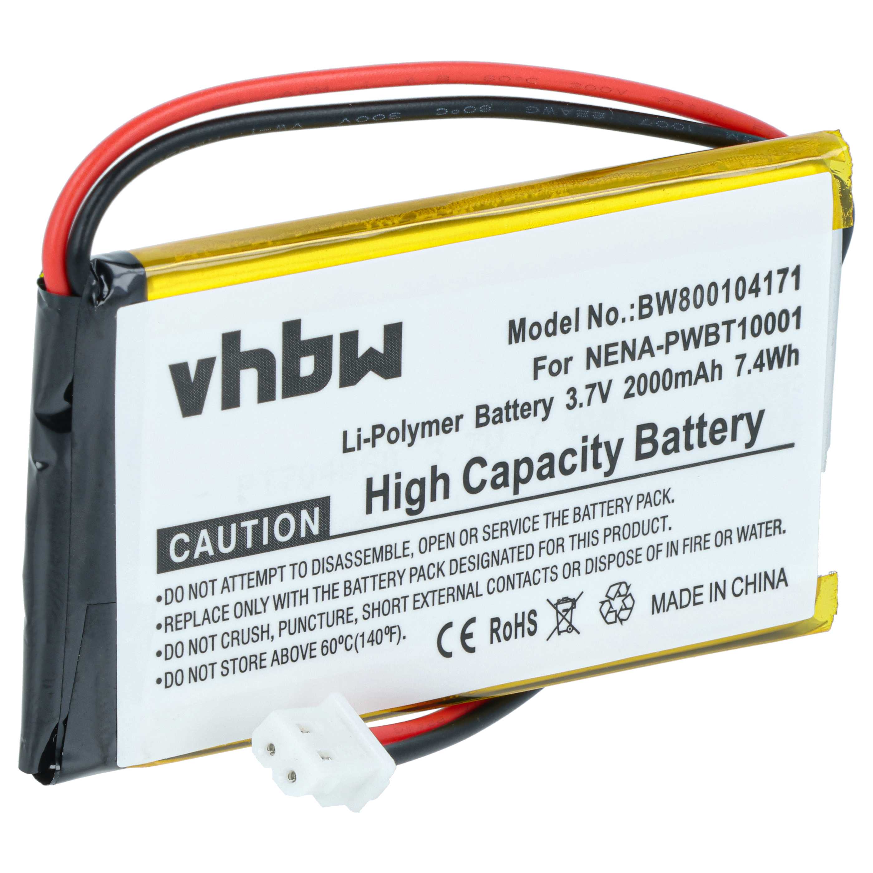 E-Book Battery replaces Nexto NENA-21120, NENA-PWBT10001 - 2000 mAh 3.7 V Li-polymer