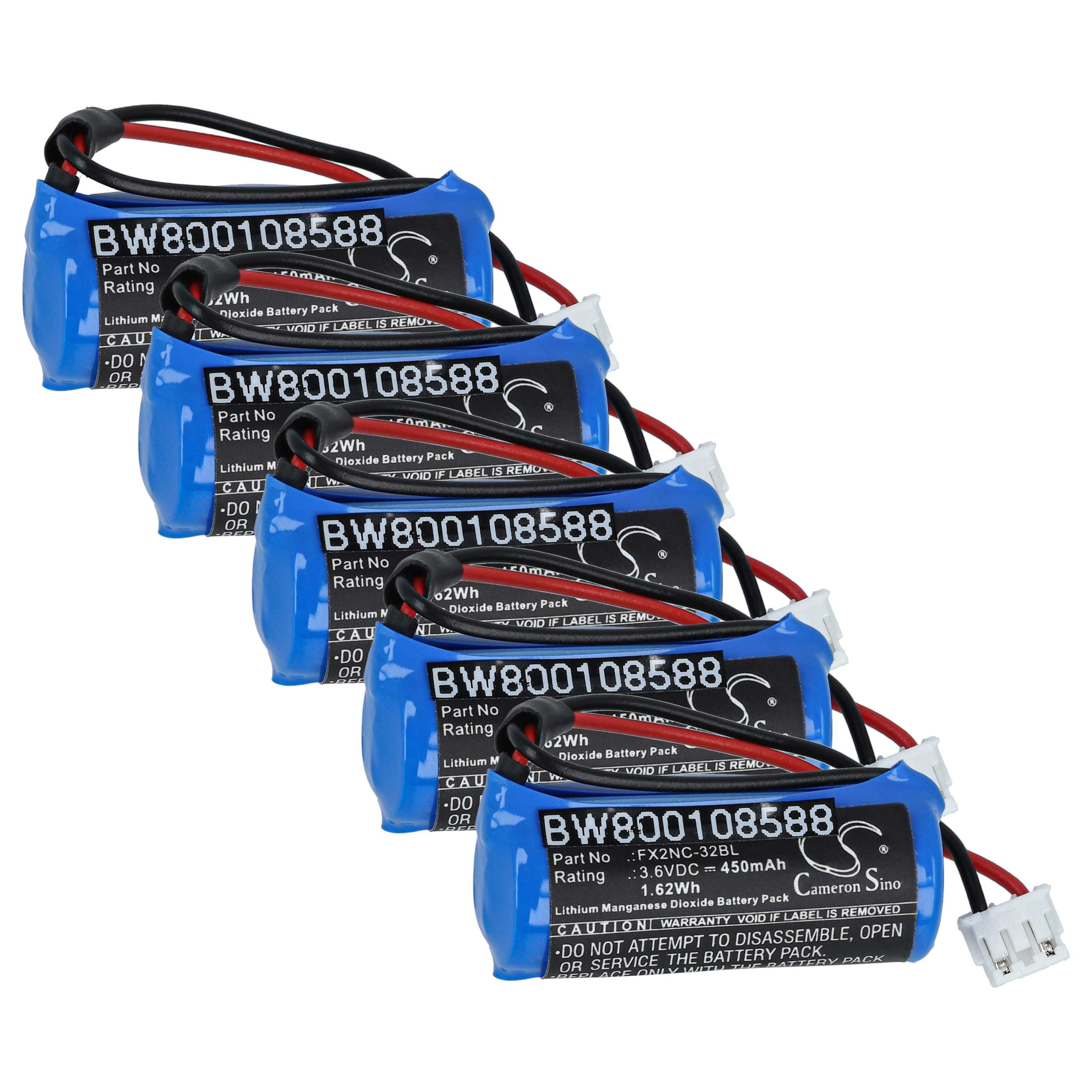Industrial Controller 5x Battery replaces Mitsubishi FX2NC-32BL - 450mAh 3.6V Li-MnO2