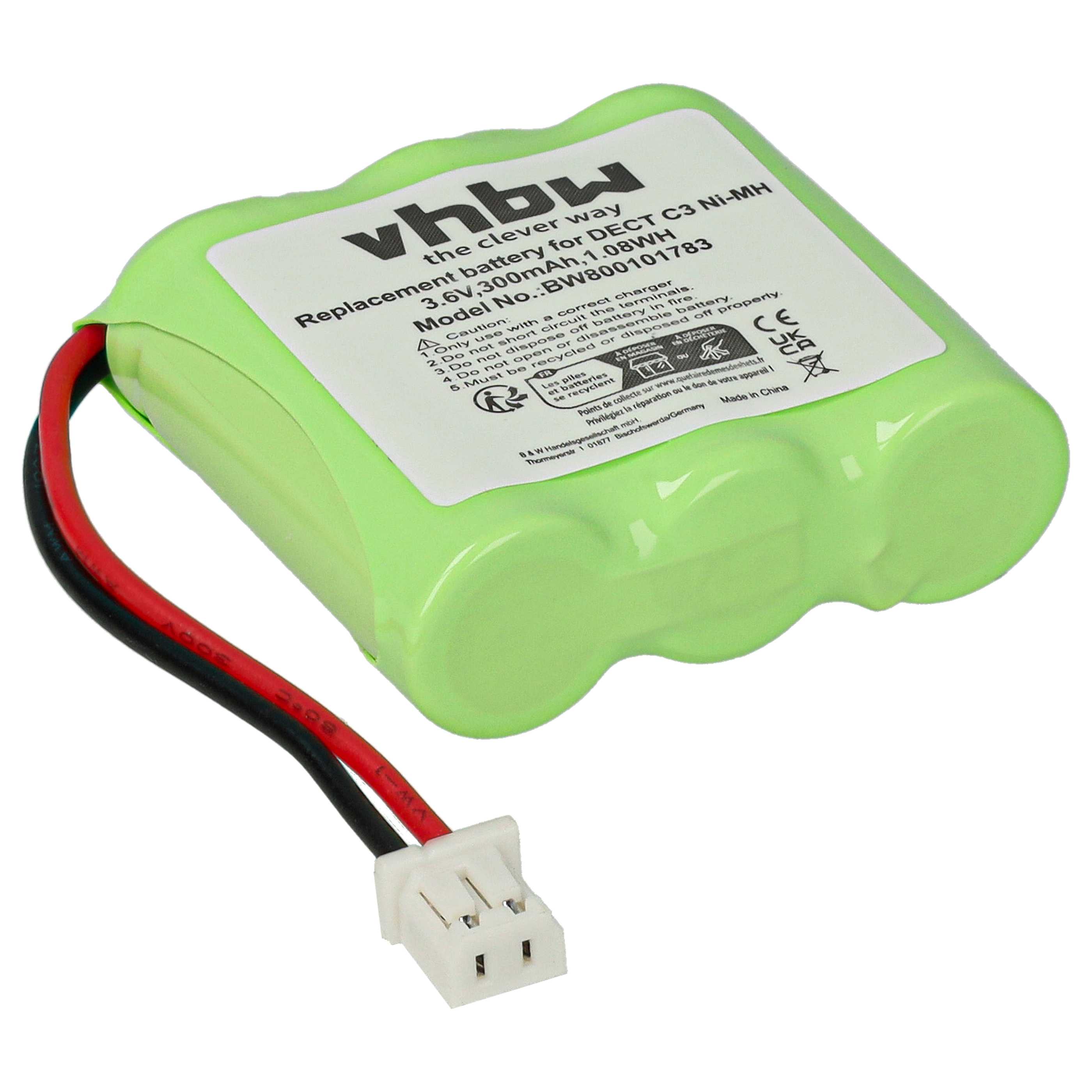 Batterie remplace Sagem T302, RPD4829, 30AAM3BMX pour téléphone Sagem - 300mAh 3,6V NiMH