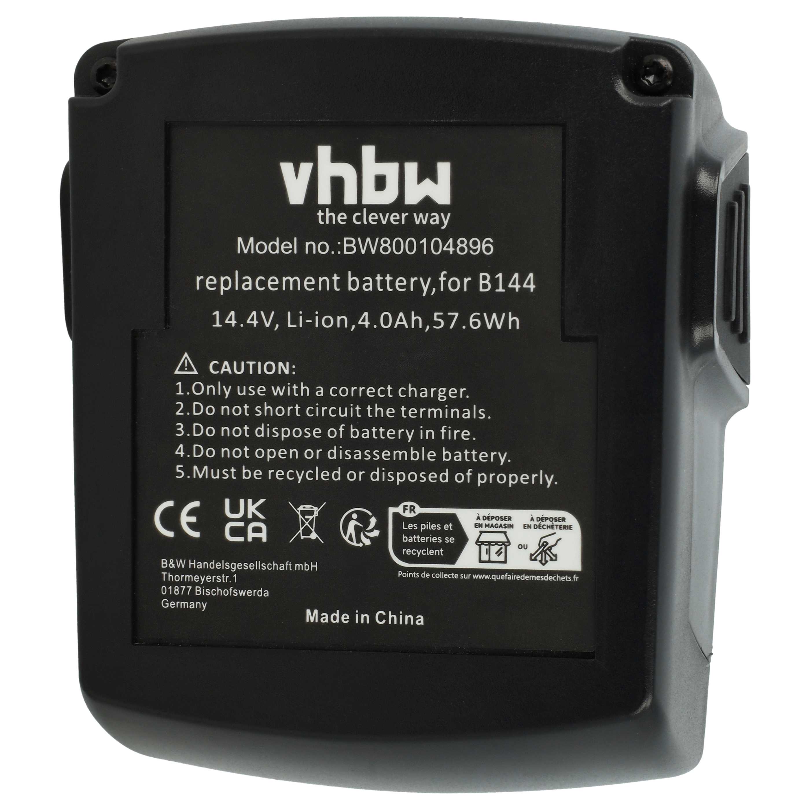 3x Battery replaces Hilti 273114, B144, B 144/2.6, B144 Li-Ion Electric Power Tool - 4000 mAh, 14.4 V, Li-Ion