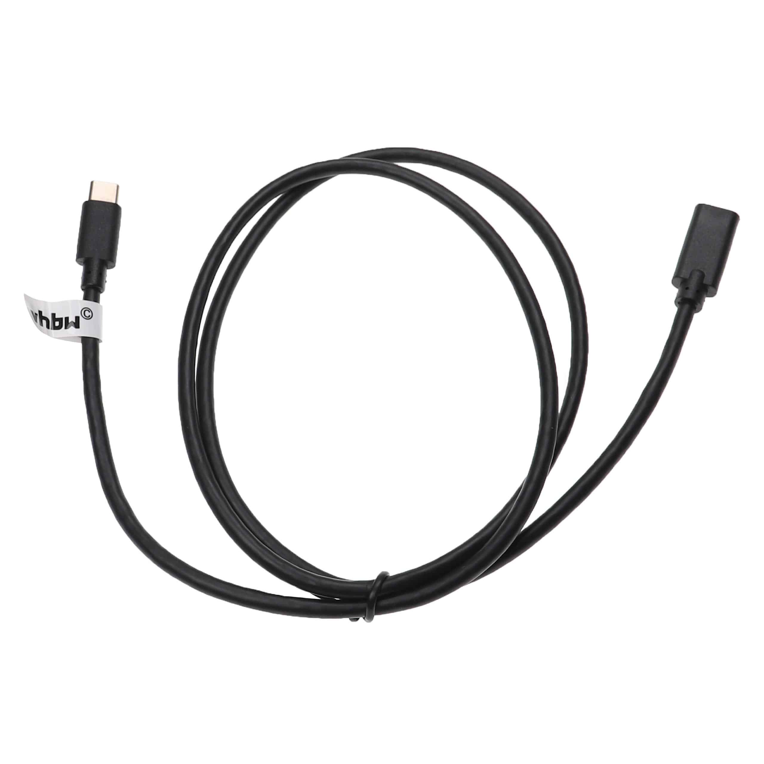 USB C Extension Cable for various Tablets, Notebooks, Smartphones, PCs - 1 m Black, USB 3.1 C Cable