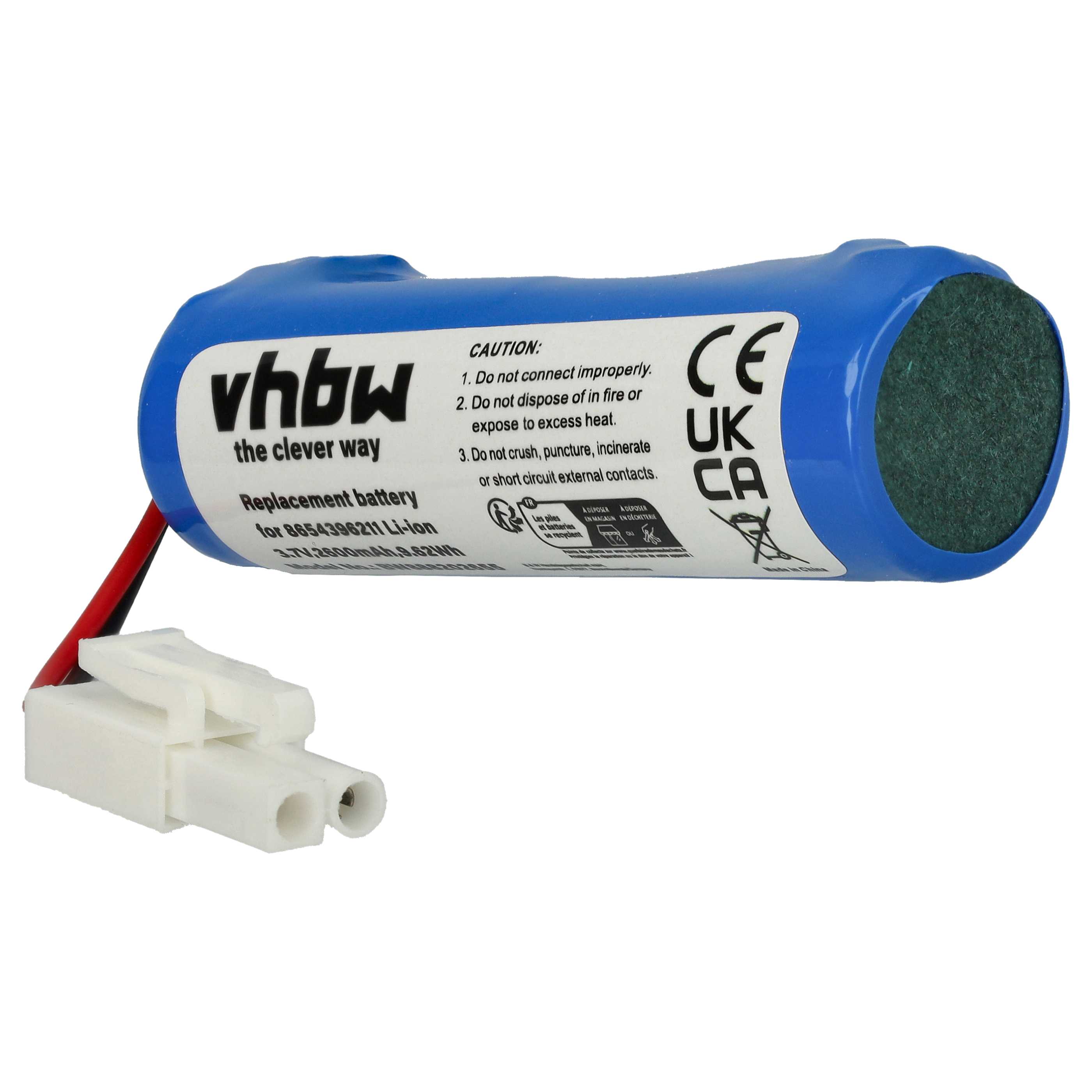 Battery replaces Vileda 8654396211 for Vileda 2600mAh, 3.7V, Li-Ion