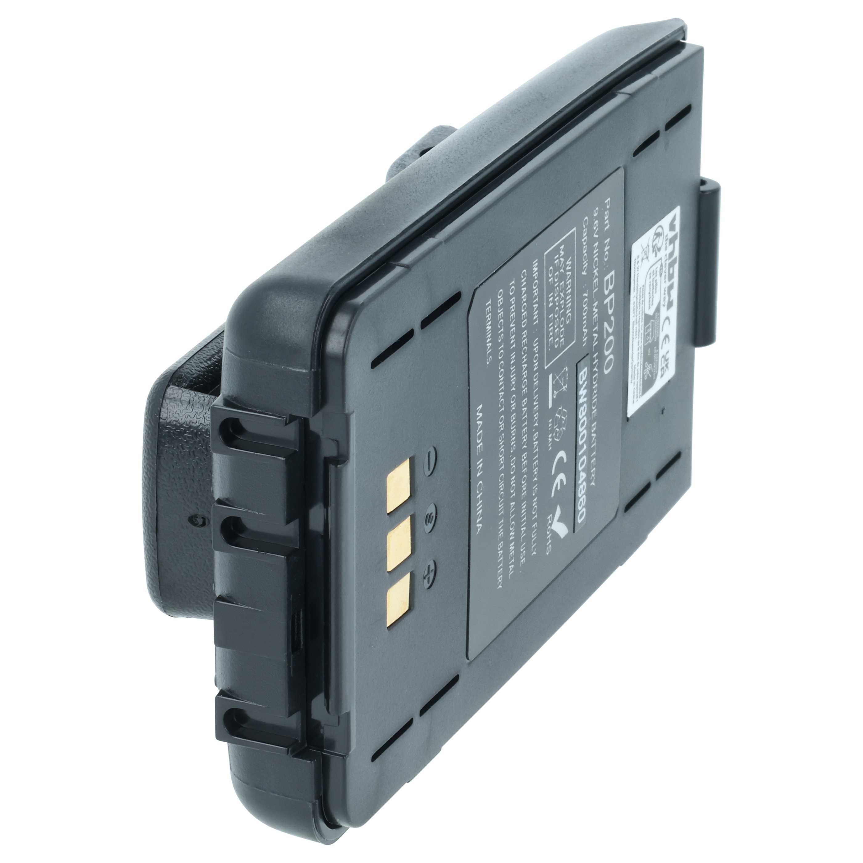 Radio Battery replaces Icom BP-200, BP-200L, BP-200H, BP-200XL, BP-200M - 750 mAh 9.6 V NiMH + Belt Clip